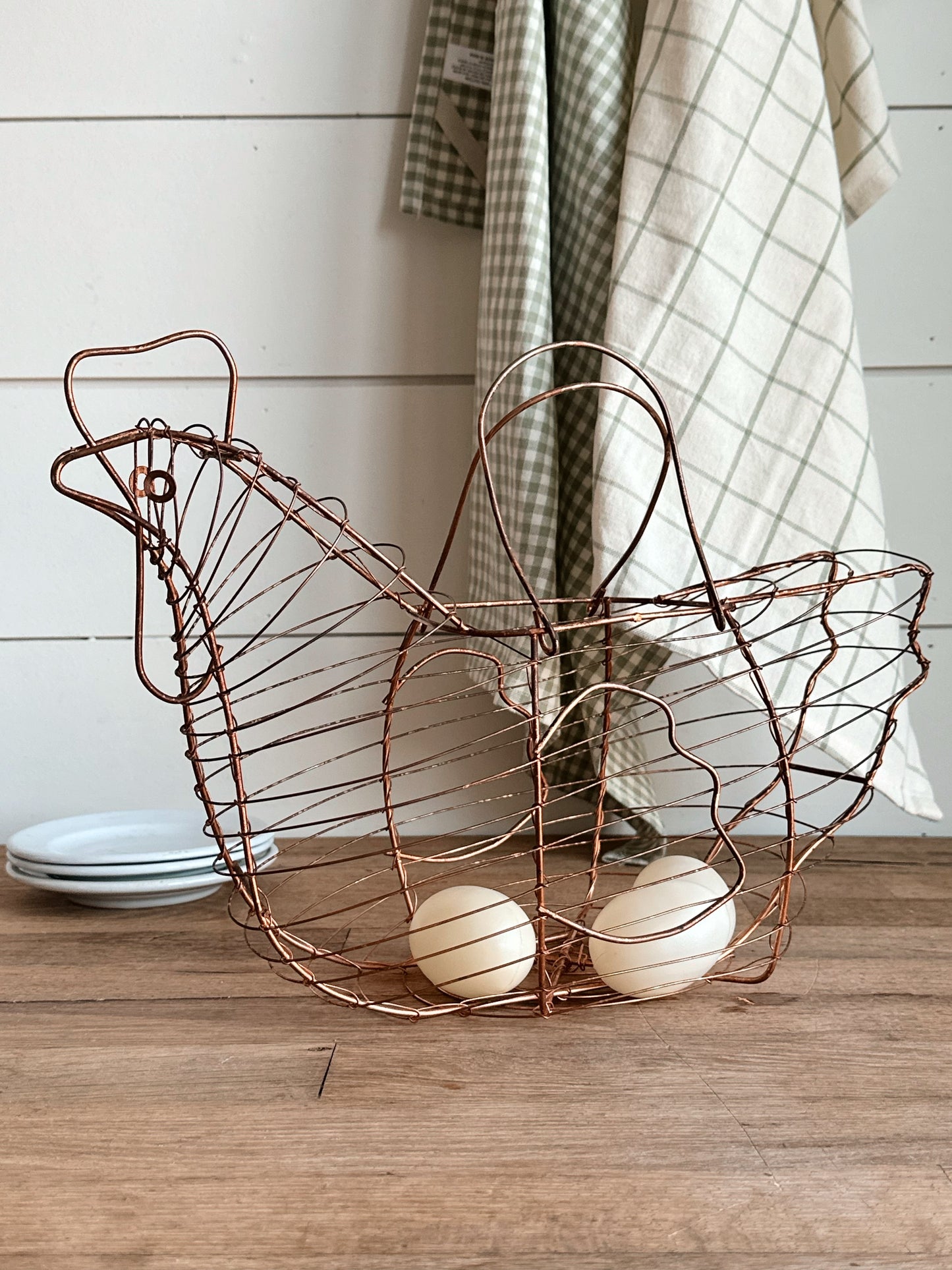 Vintage Copper Hen Egg Basket