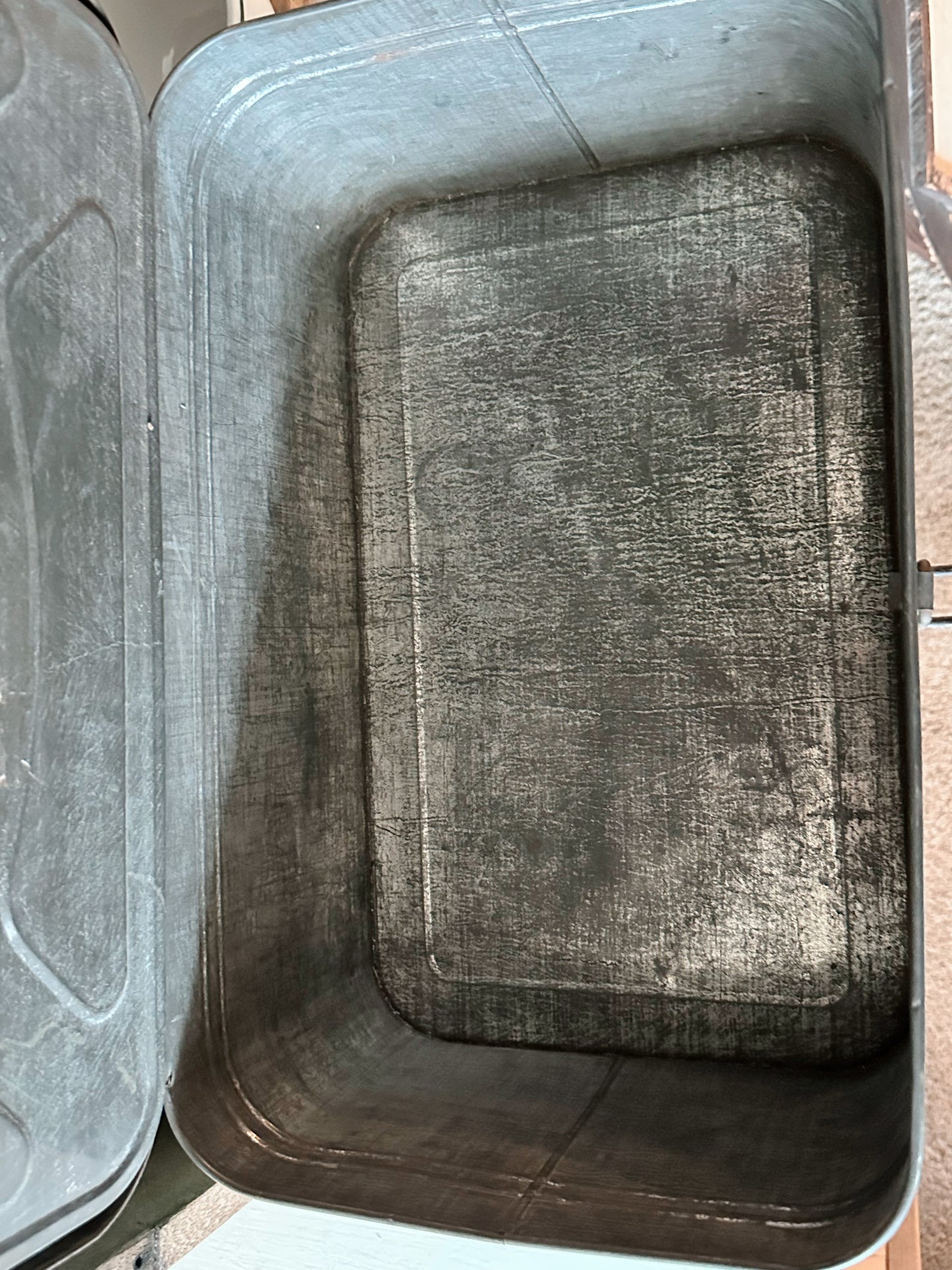 Vintage Green Tin Bread Box