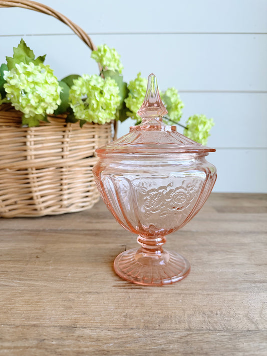 Vintage Anchor Hocking Mayfair Pink Depression Glass Candy Dish