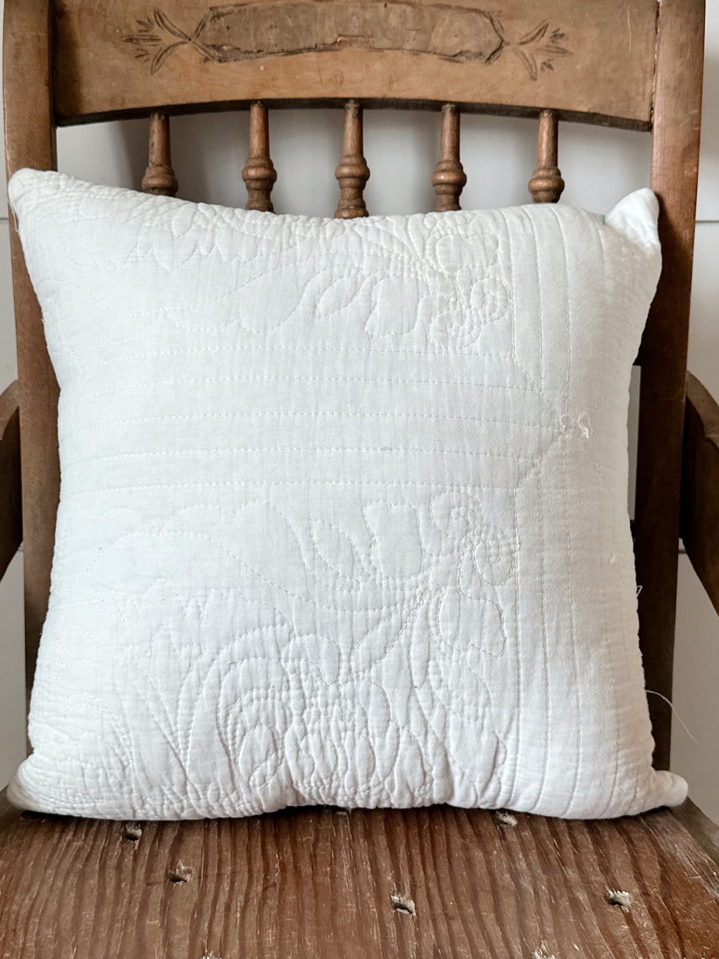 Handmade Vintage Quilt Pillow, Gold Finch