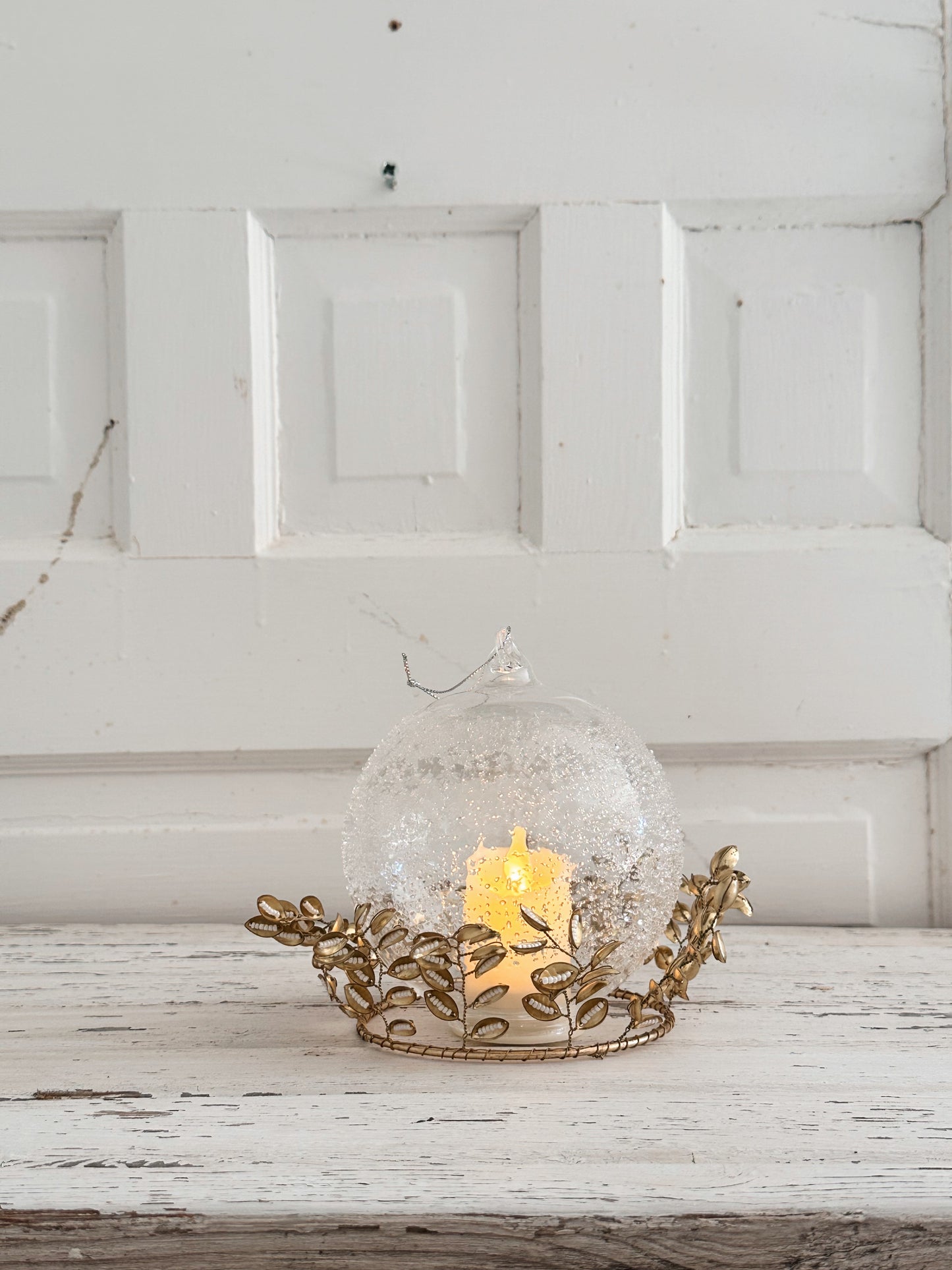 Gold Beaded Leaf Candle Rings