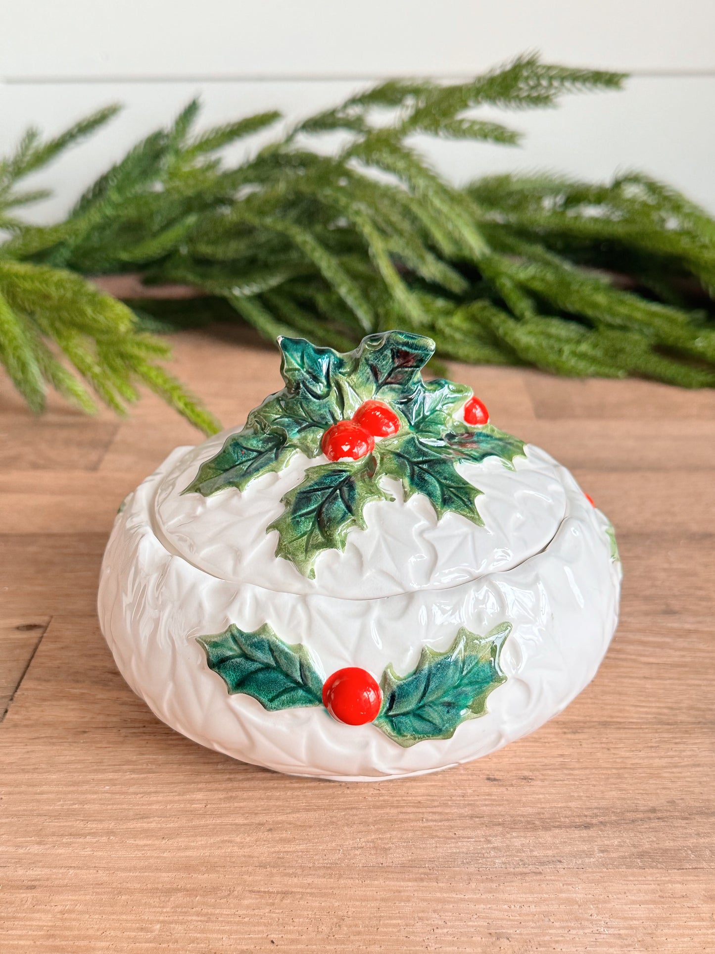 Hand Poured Gingerbread Cookie Candle in a Vintage Holly Canister