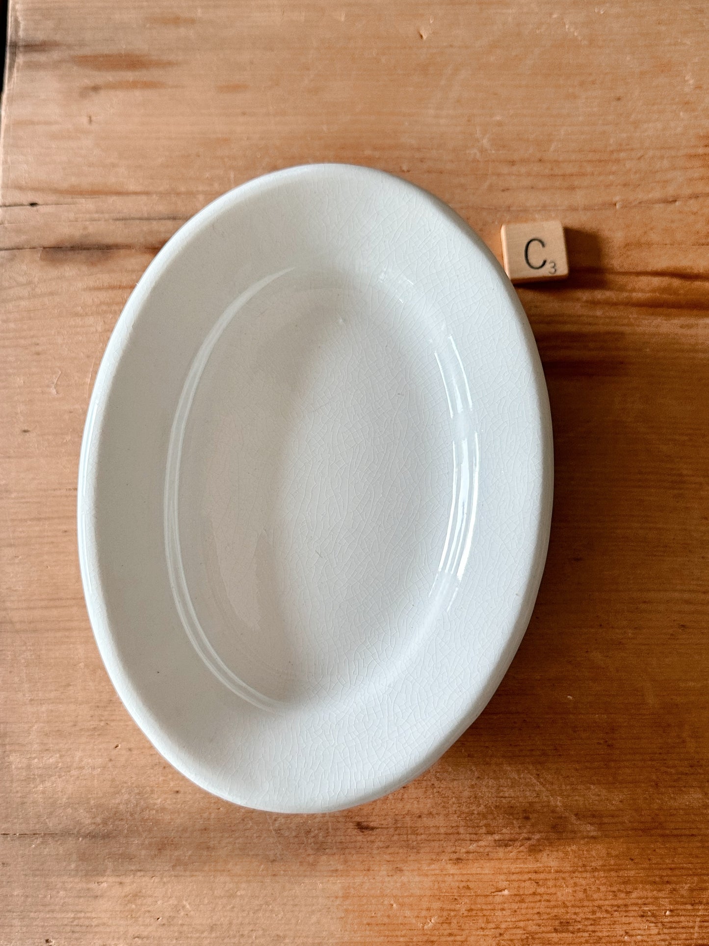 Stack of Four Chunky Ironstone Oval Plates