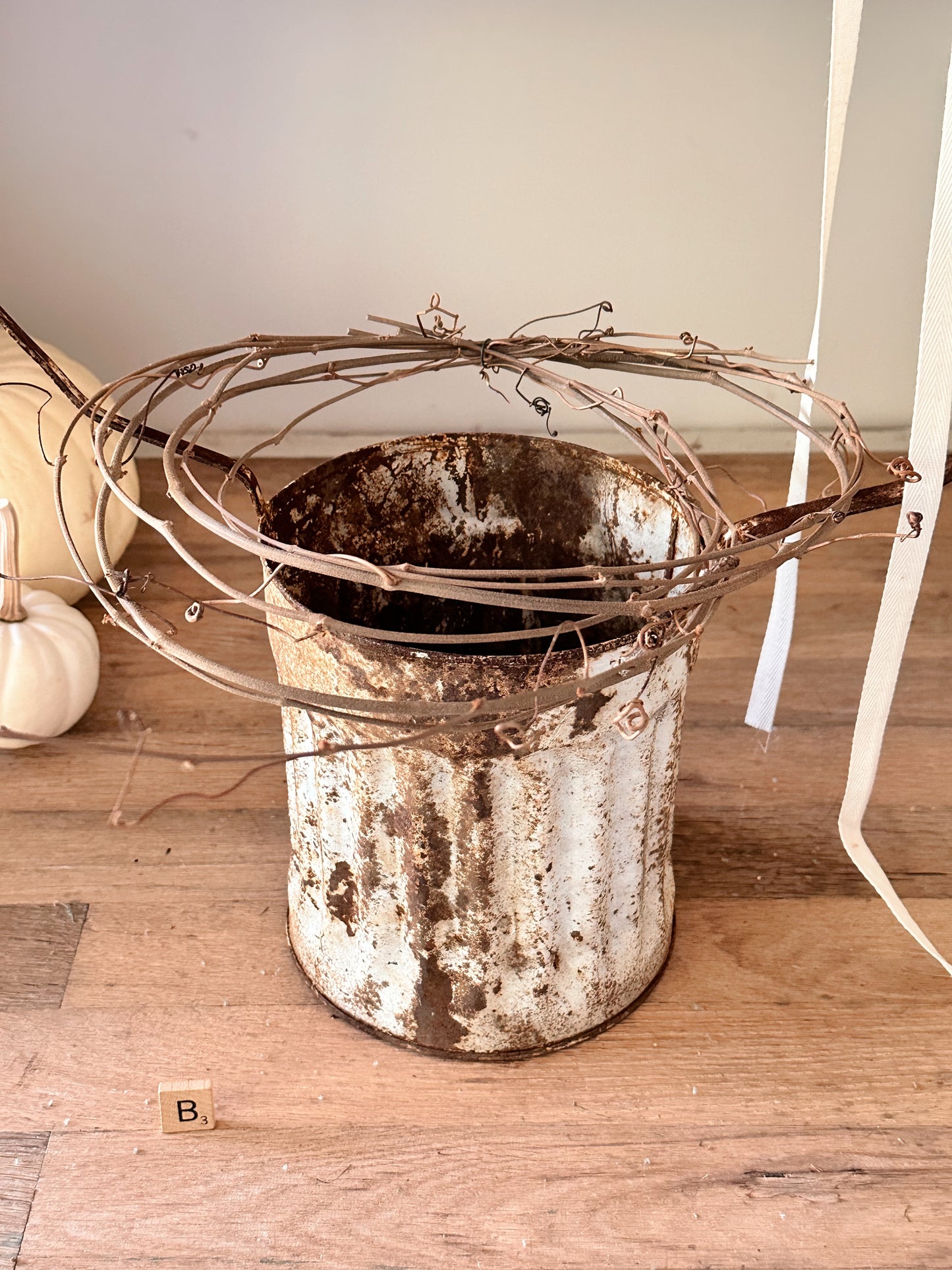 Vintage Tin Cemetery Basket