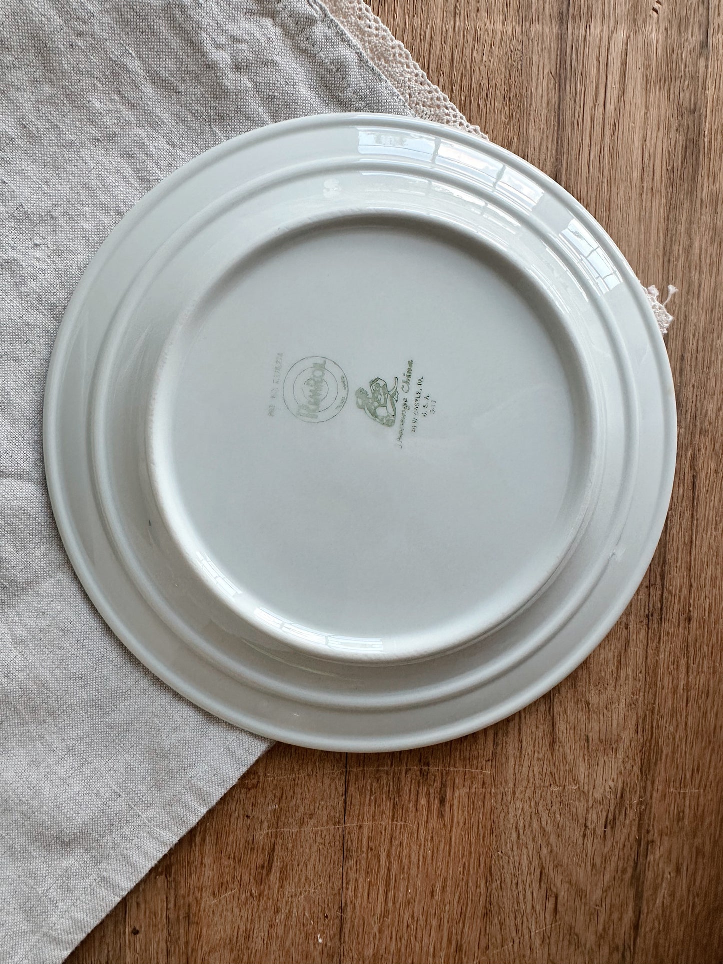 Pair of Vintage Shenago China Restaurant Ware Plates, Chardon Rose Pattern