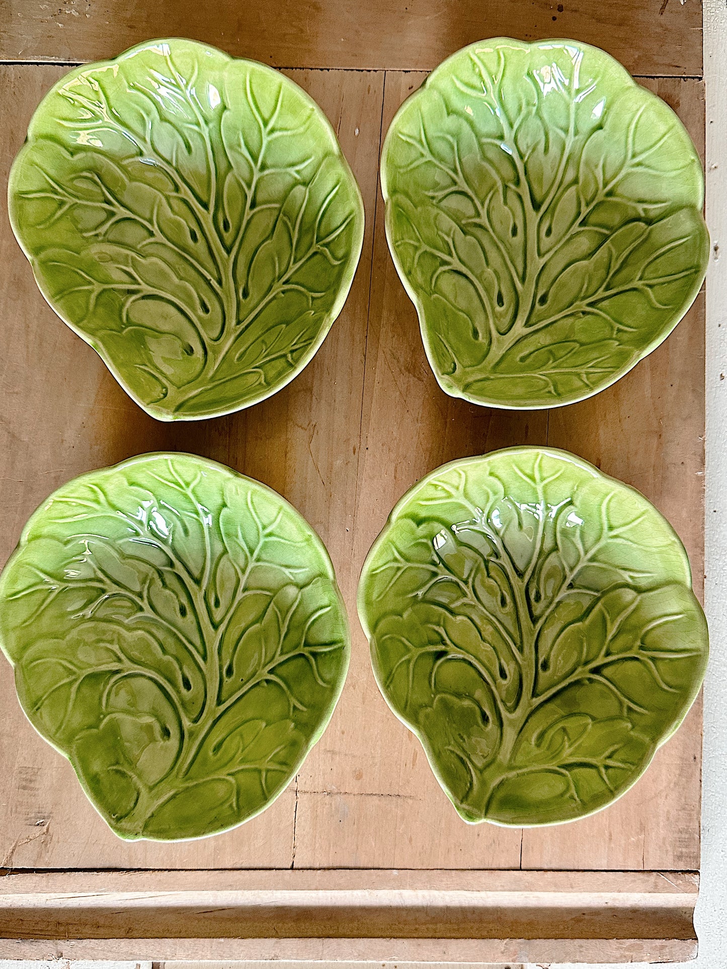 Set of Four Vintage Hand Painted Cabbage Ware Bowls