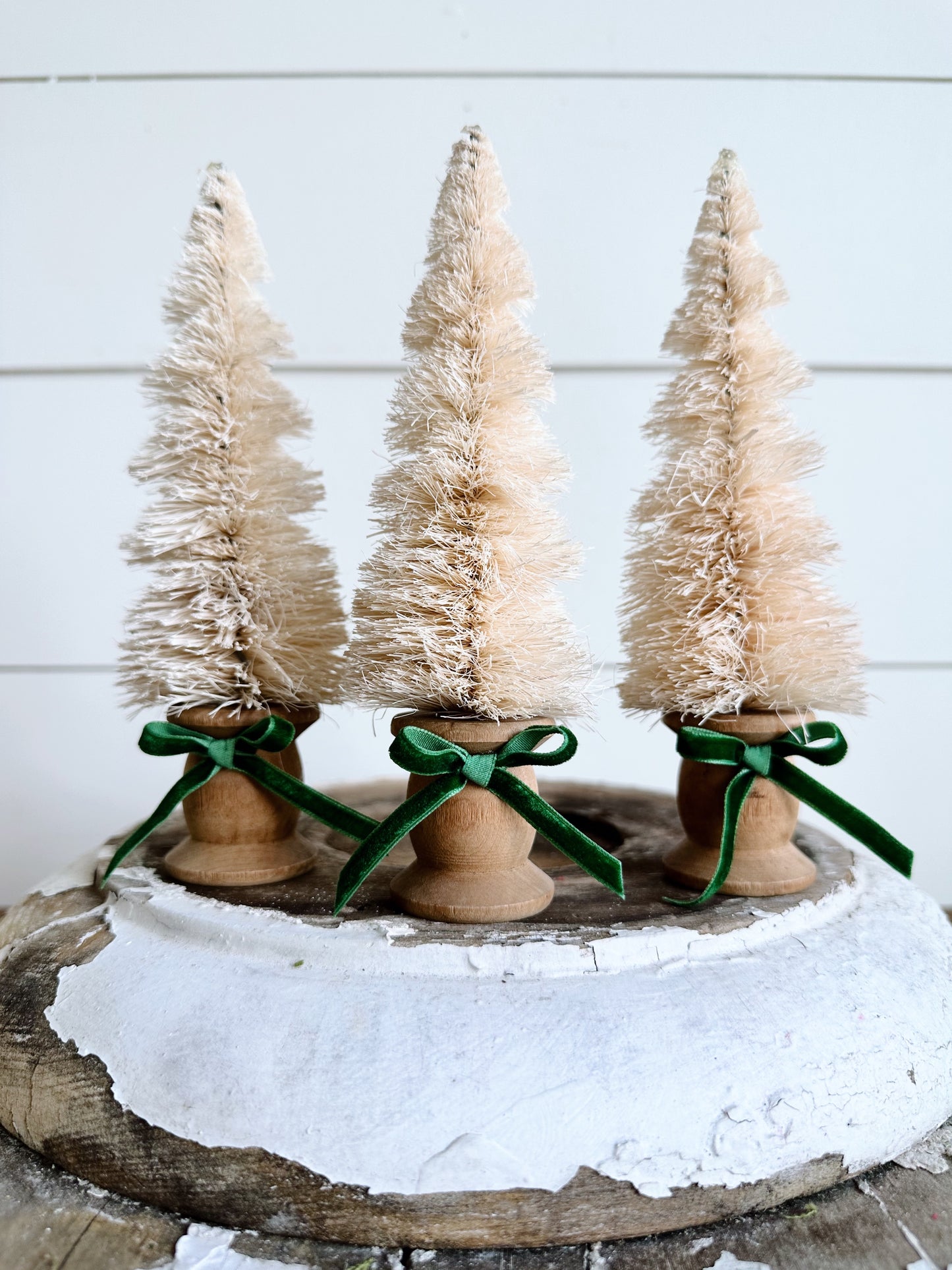 Collection of Three Vintage Spool Bottle Brush Trees