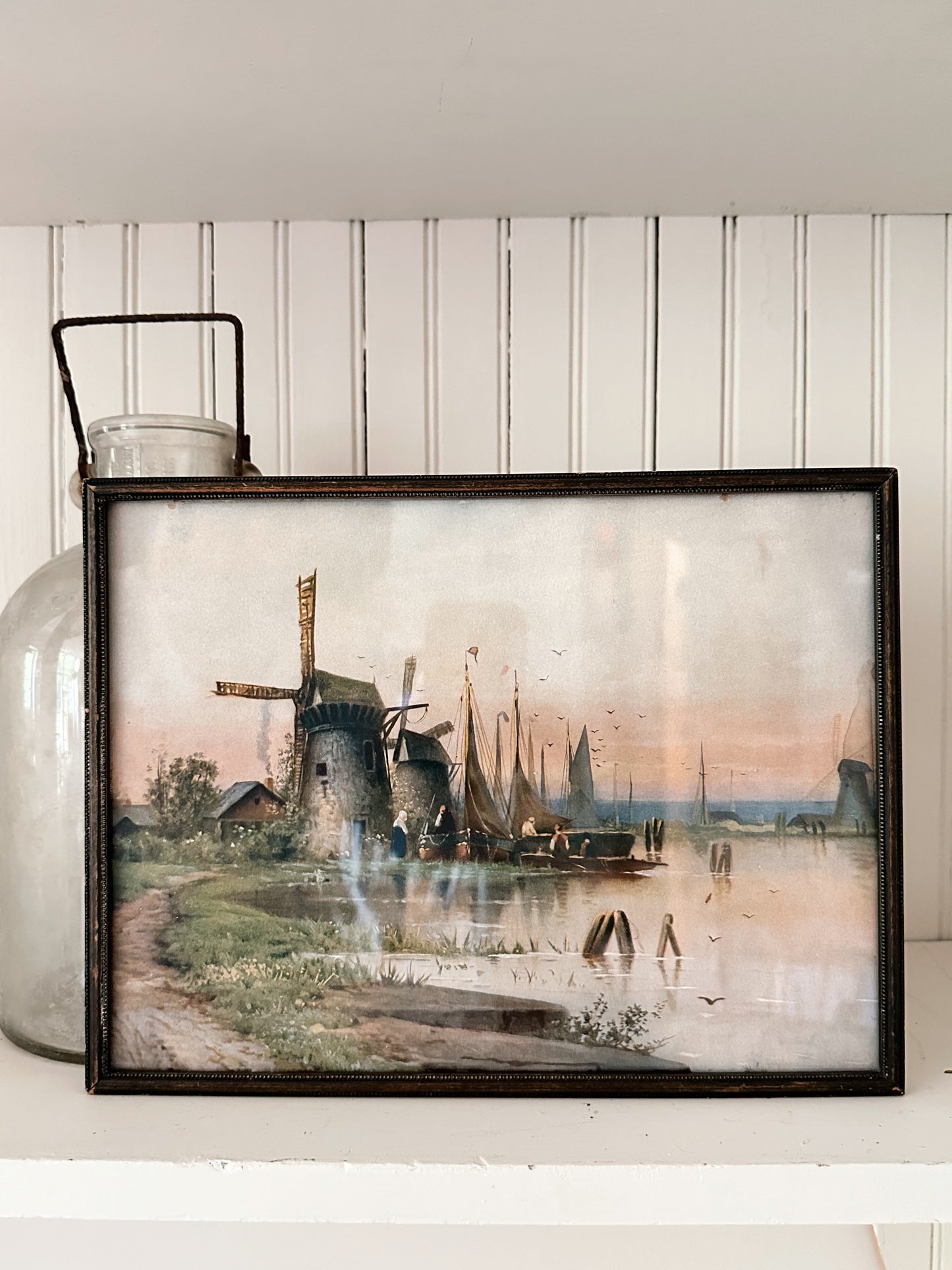 Vintage Framed Windmill Print