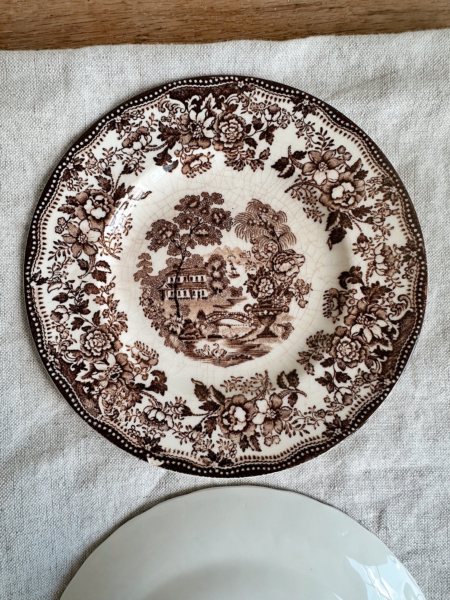 Pair of Vintage Transferware Dessert Plates