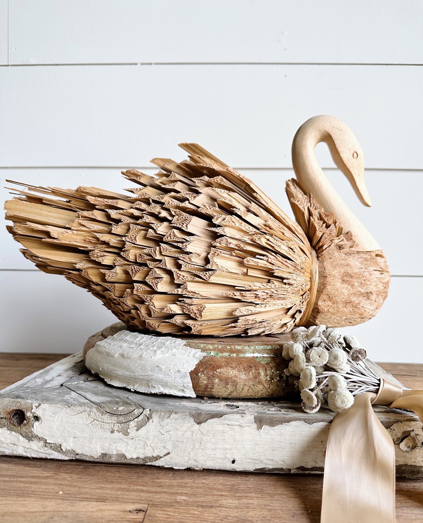 Beautiful Wood and Reed Swan