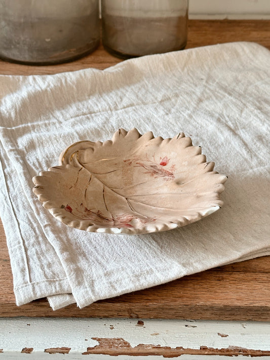 Antique Ironstone Leaf Dish