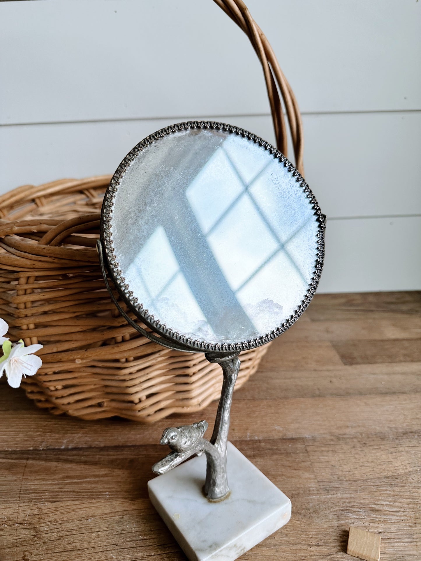 Vintage Vanity Mirror with Marble Base