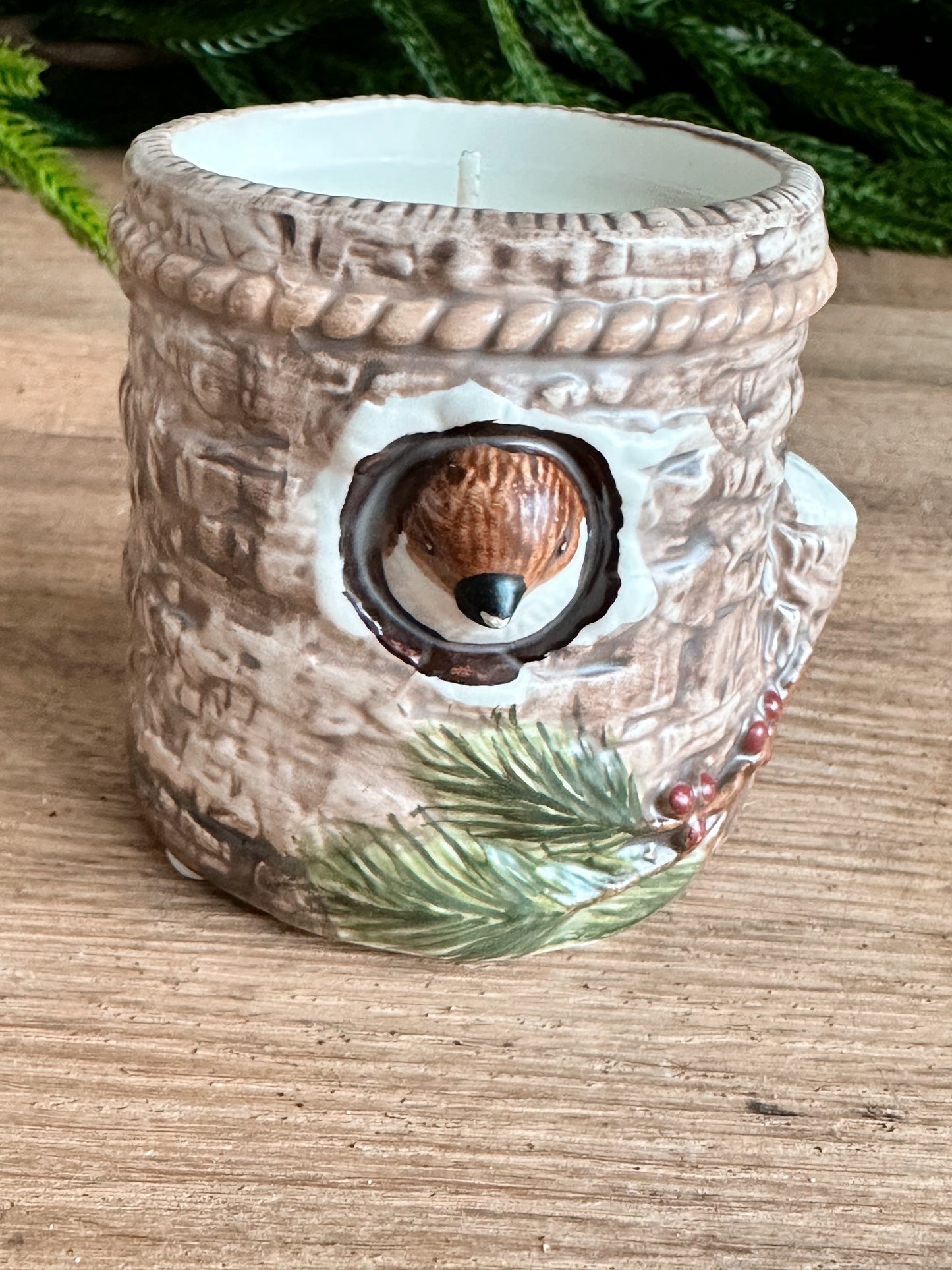 Hand Poured Gingerbread Cookie Candle in a Found Bird Vessel