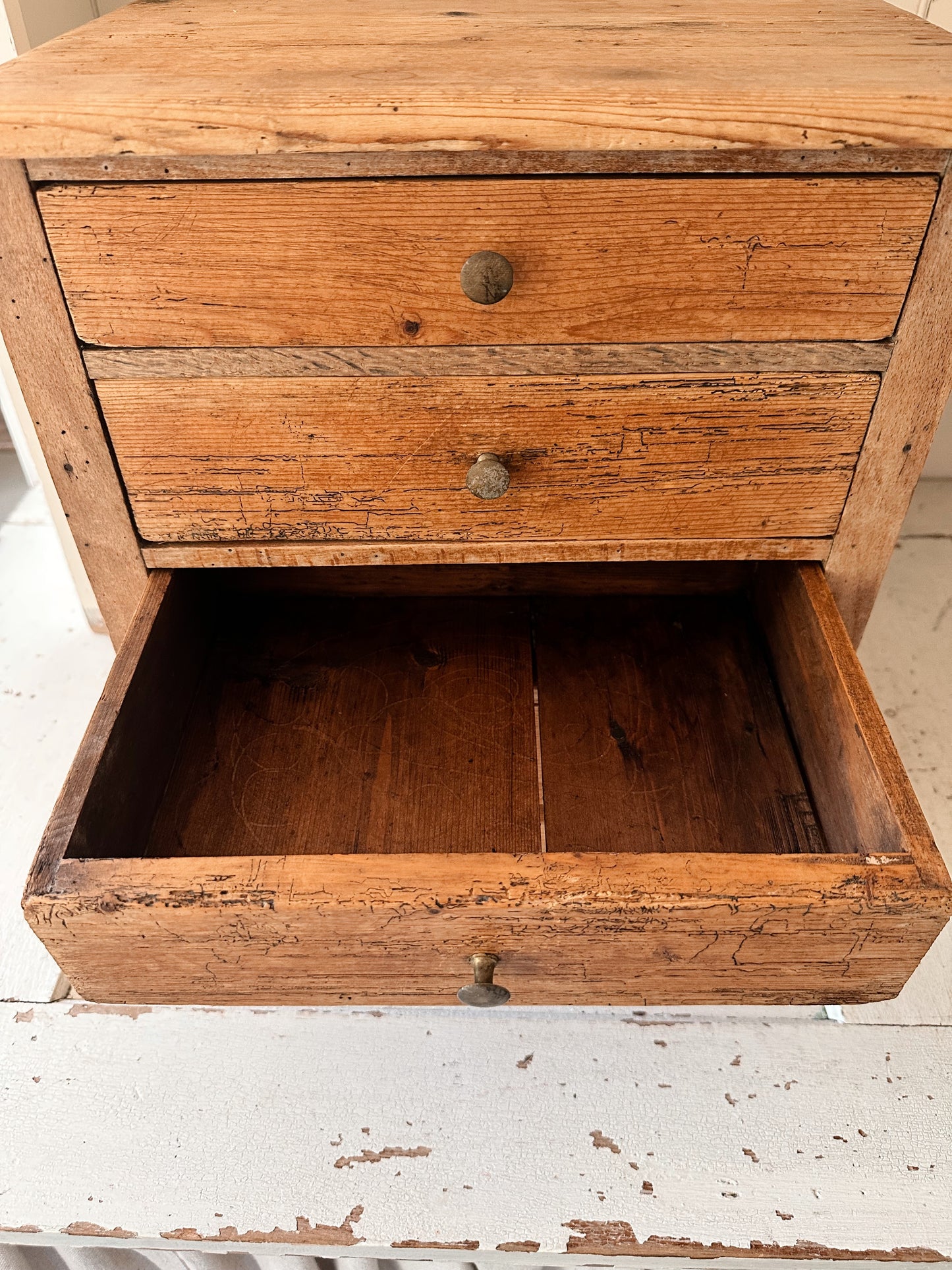 Vintage Pine Table Top Size Chest of Drawers