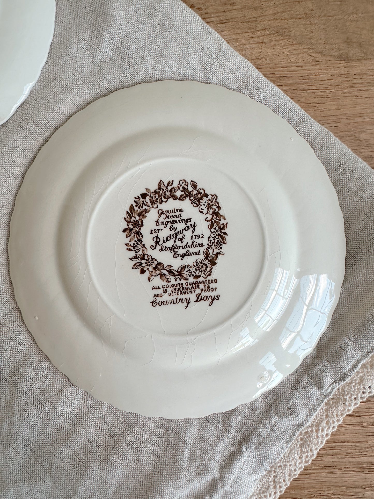 Set of Three Vintage Transferware Dessert Plates