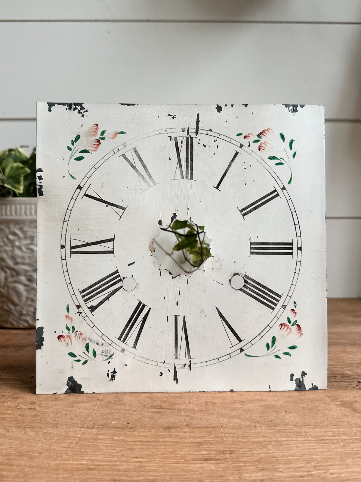 Large Vintage Floral Clock Face