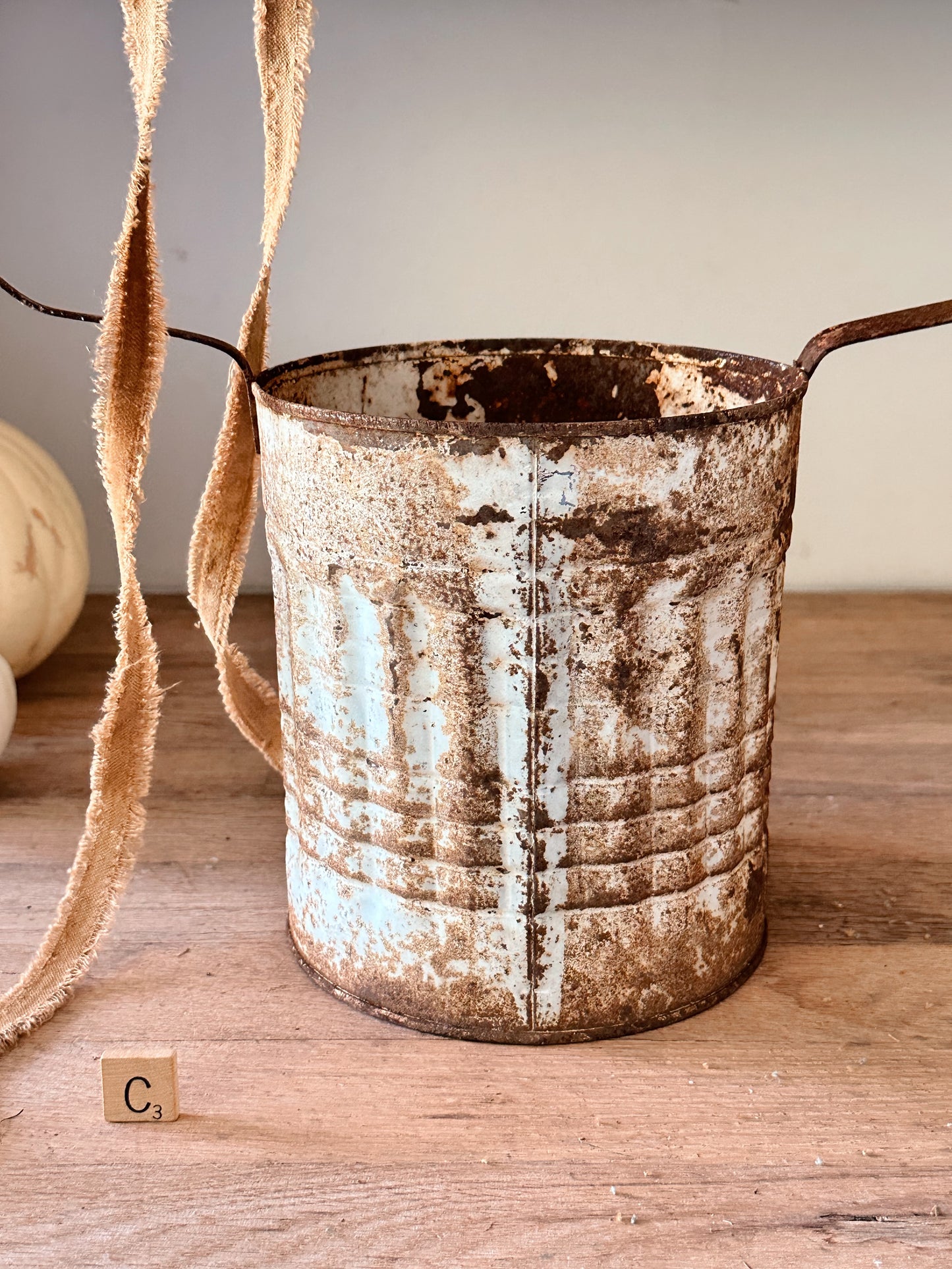 Vintage Tin Cemetery Basket