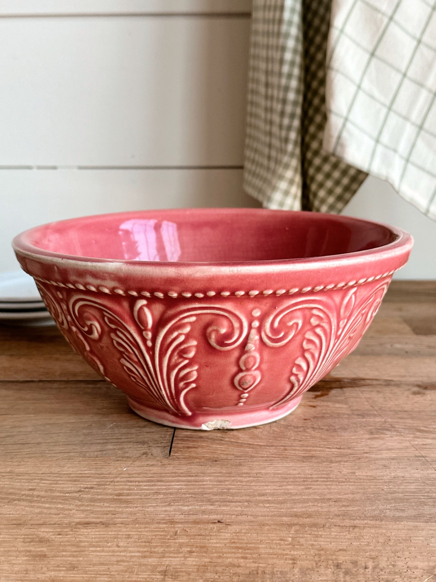 Vintage Rose Stoneware Bowl