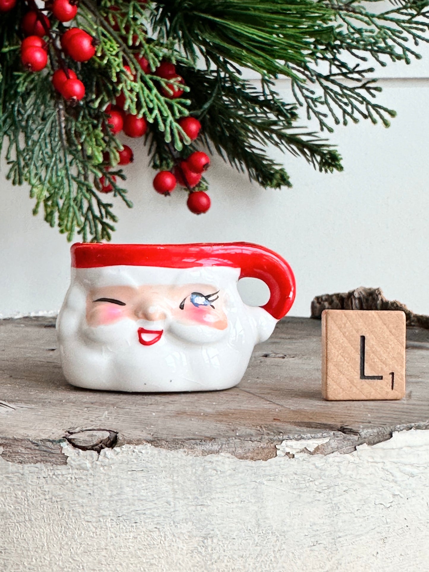 Vintage Mini Holt Howard Winking Santa Mug