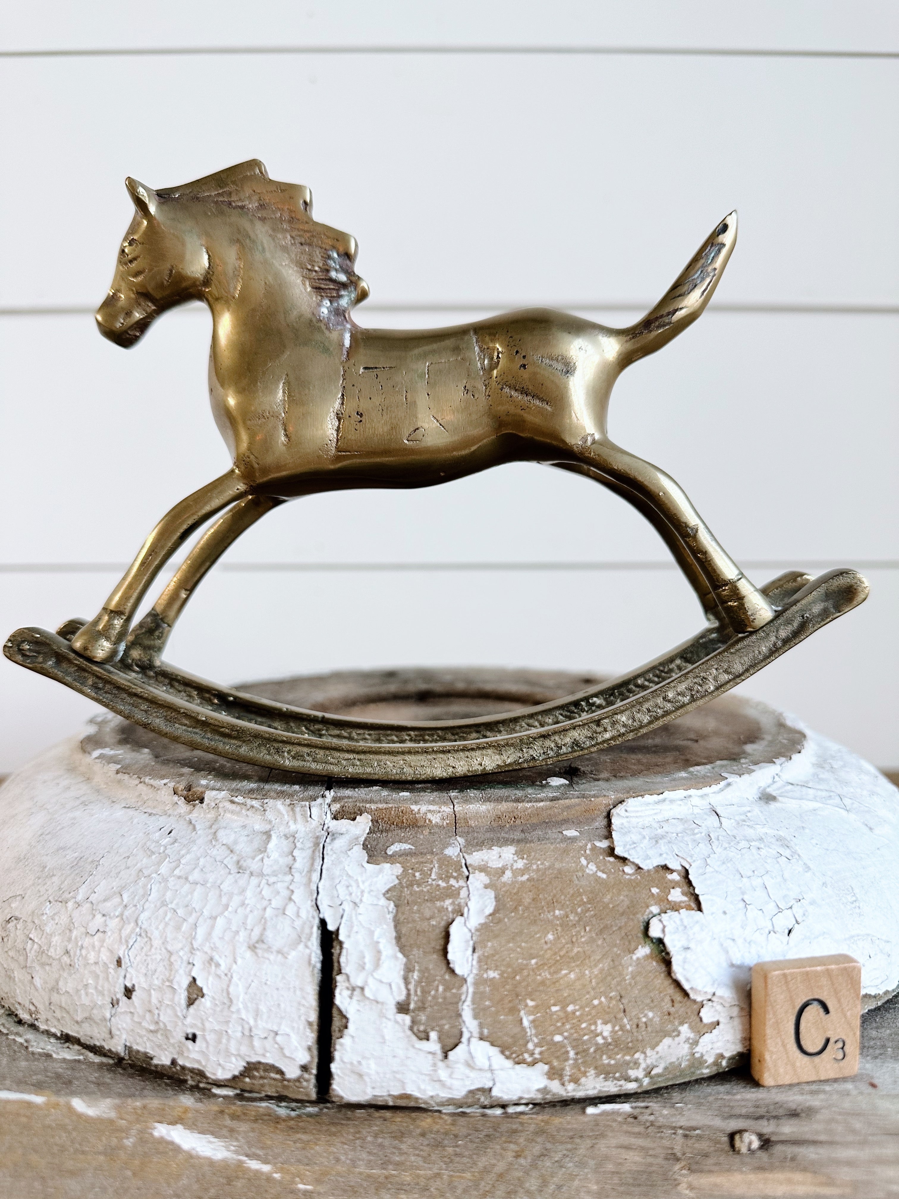 Vintage Brass Rocking Horse