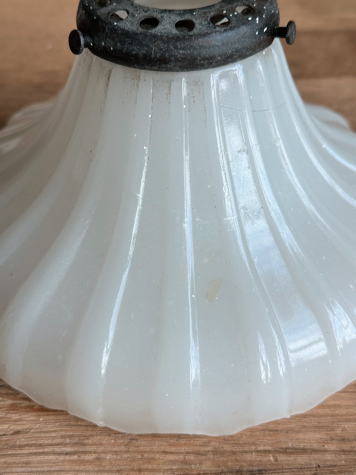 Vintage Glass Lamp Shade, Repurposed Tree Base