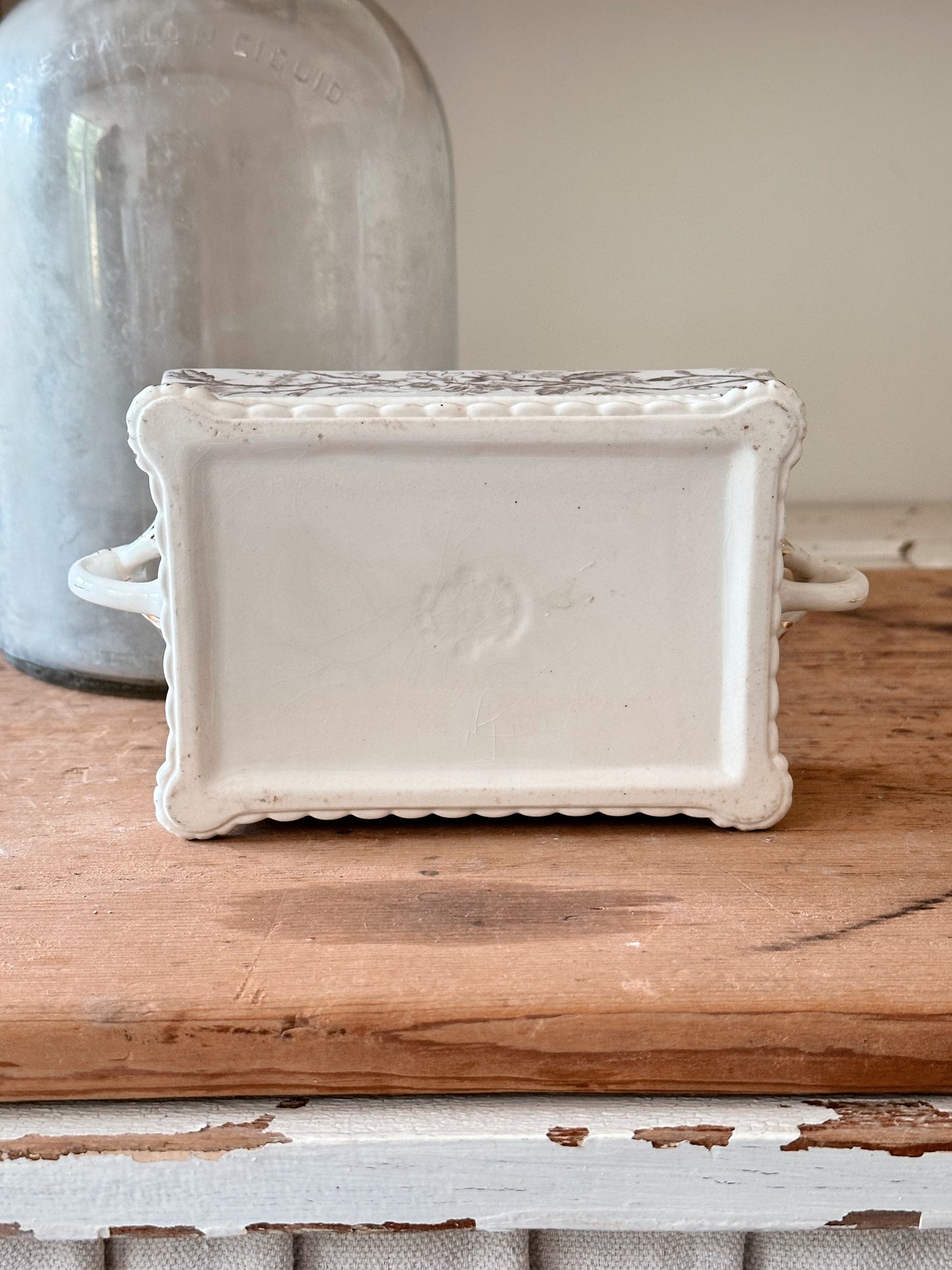 Pumpkin Chai Candle in an Antique Ironstone Transferware Dish