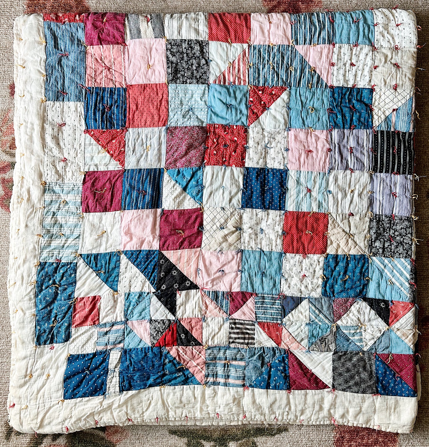 Vintage Handtied Patchwork Quilt