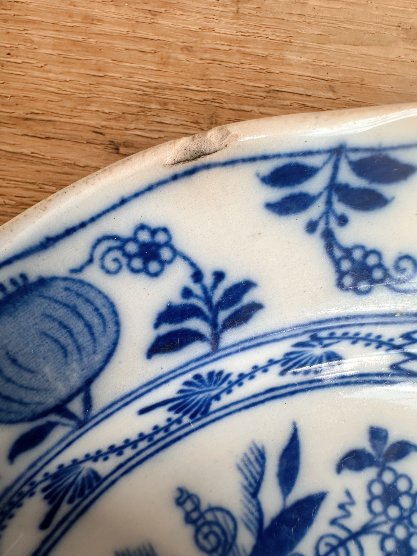 Pair of Antique English Onion Ware Plates