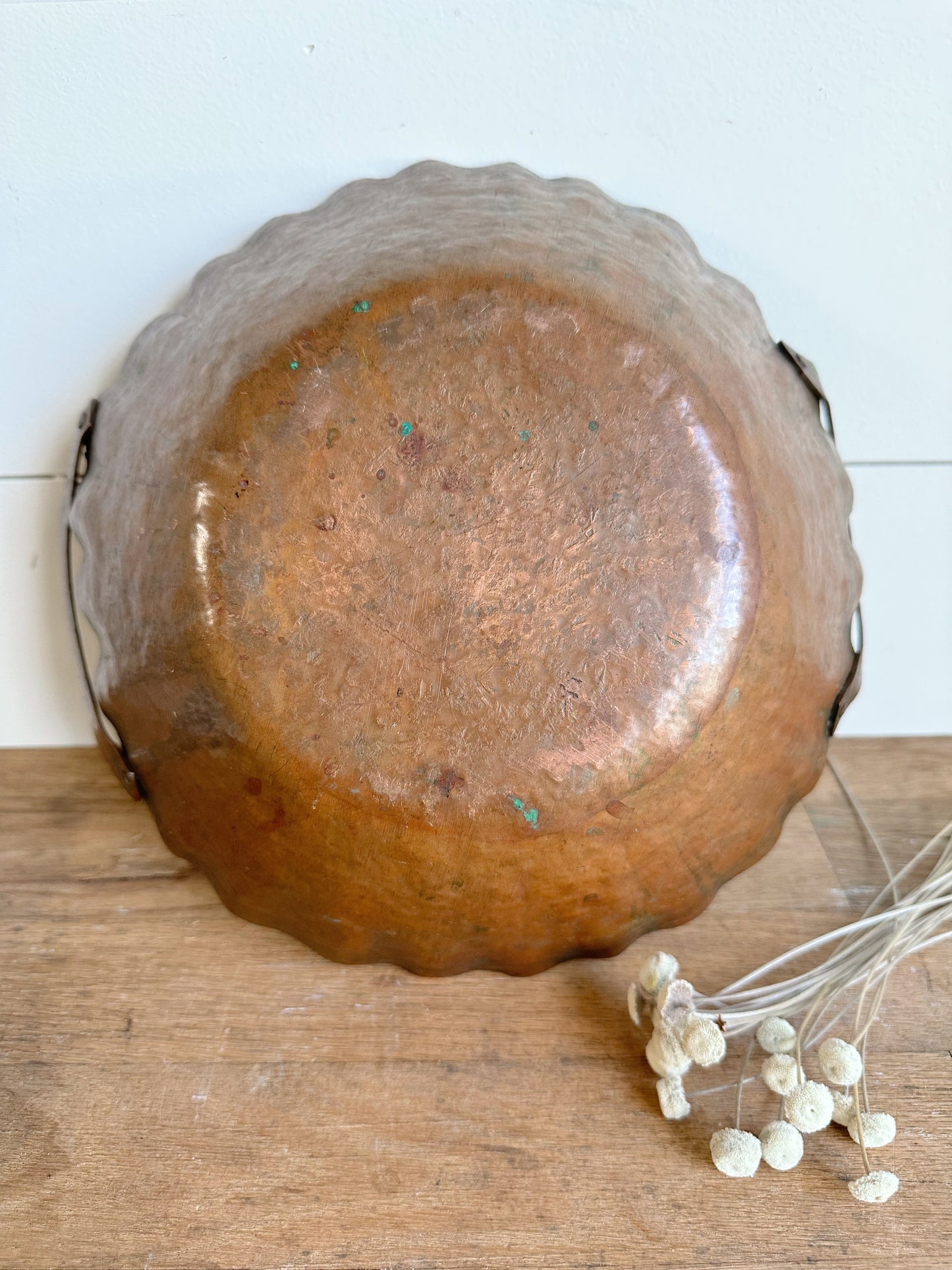 Pretty Fluted Hammered Copper Bowl