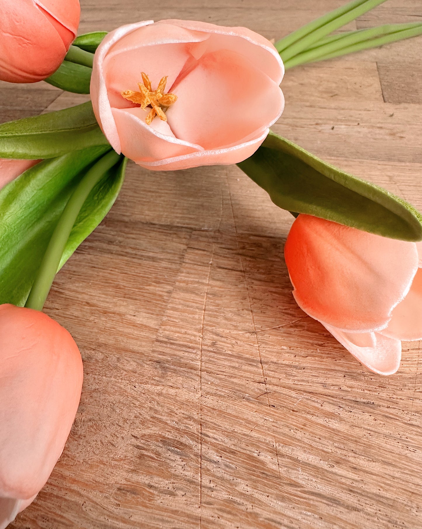 Real Touch Peach Coral Open Tulip Bundle (10 stems)