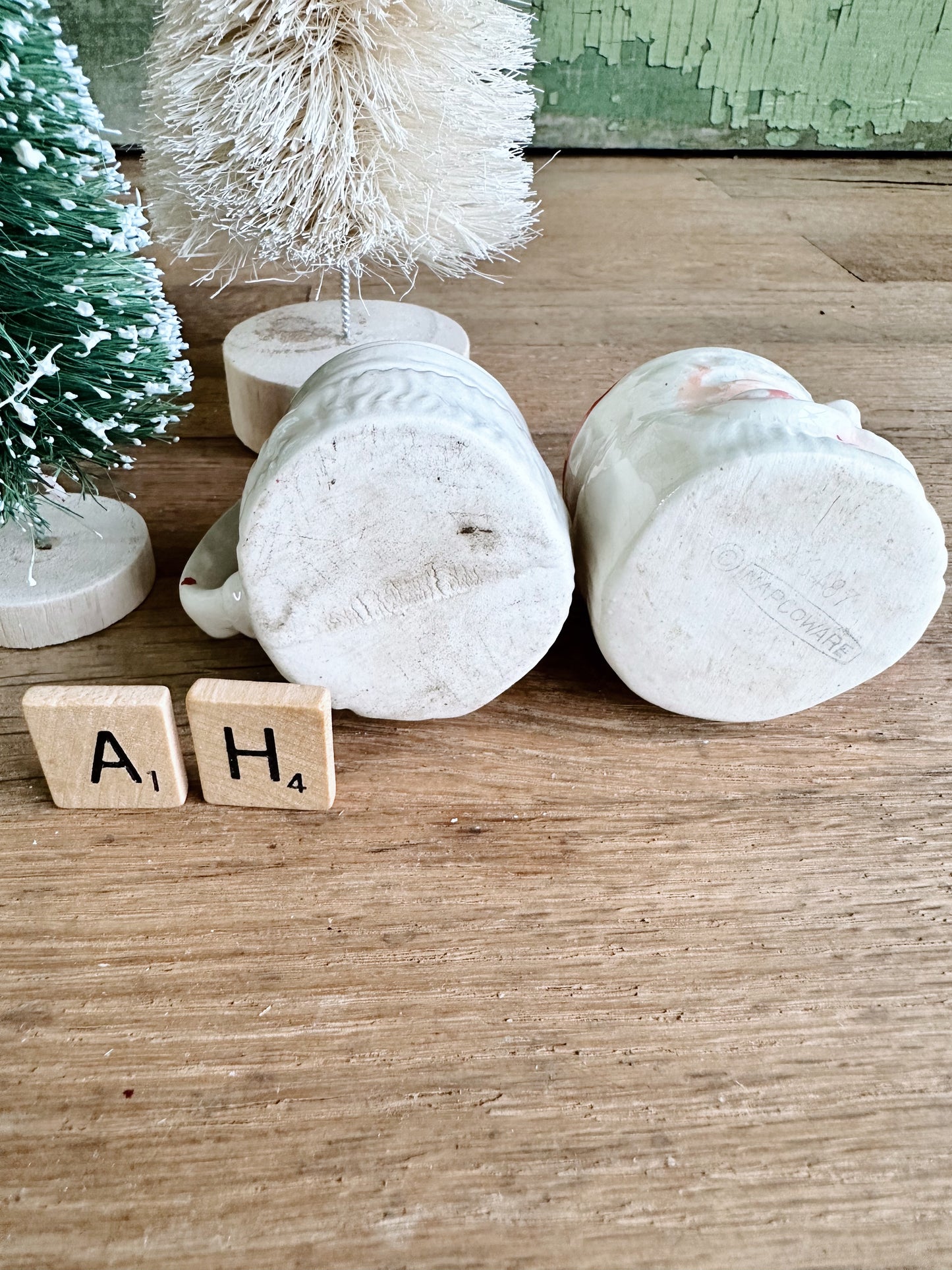 Set of Two Mini Vintage Santa Mugs