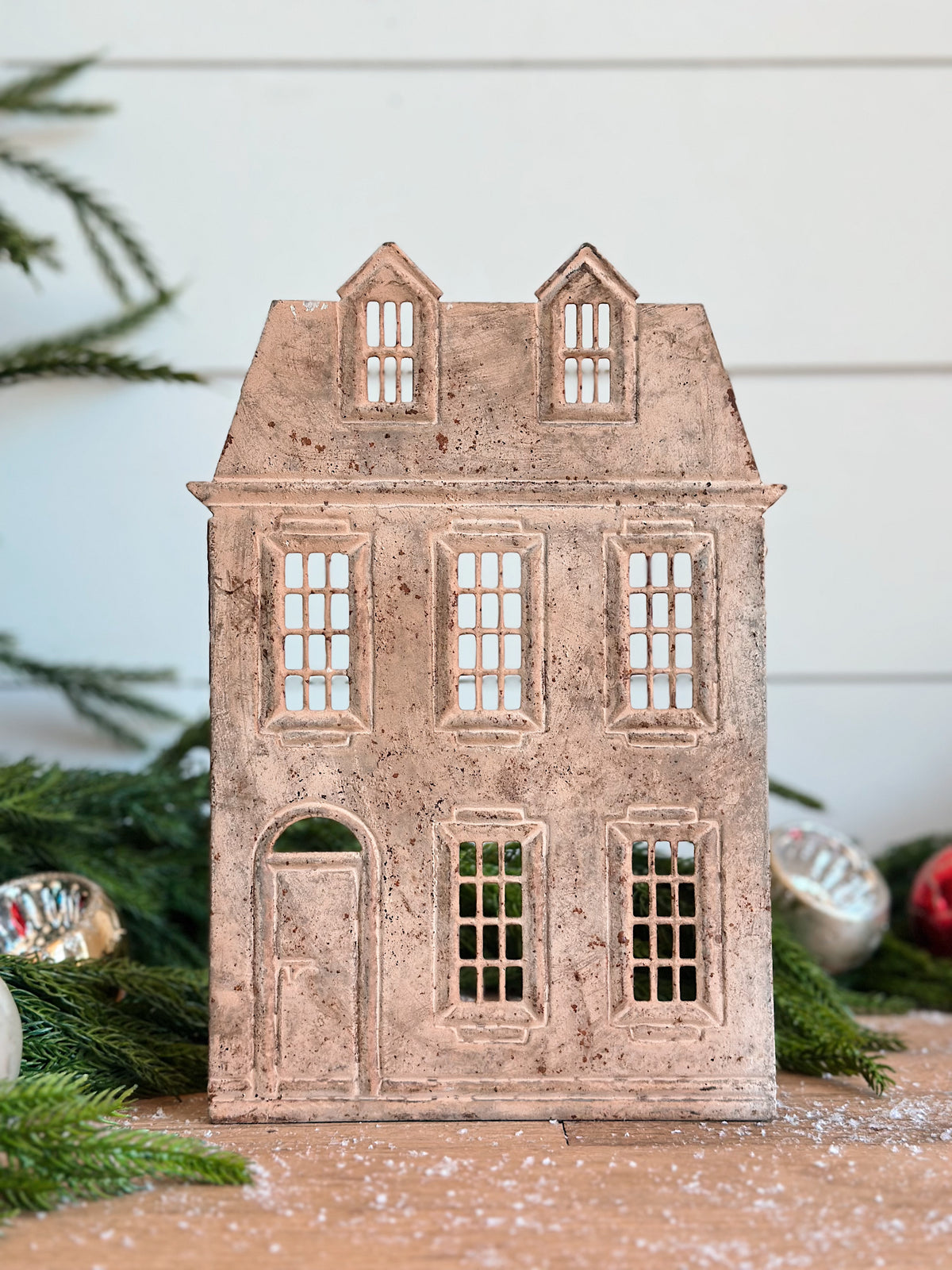 Embossed Tin House Candle Holders