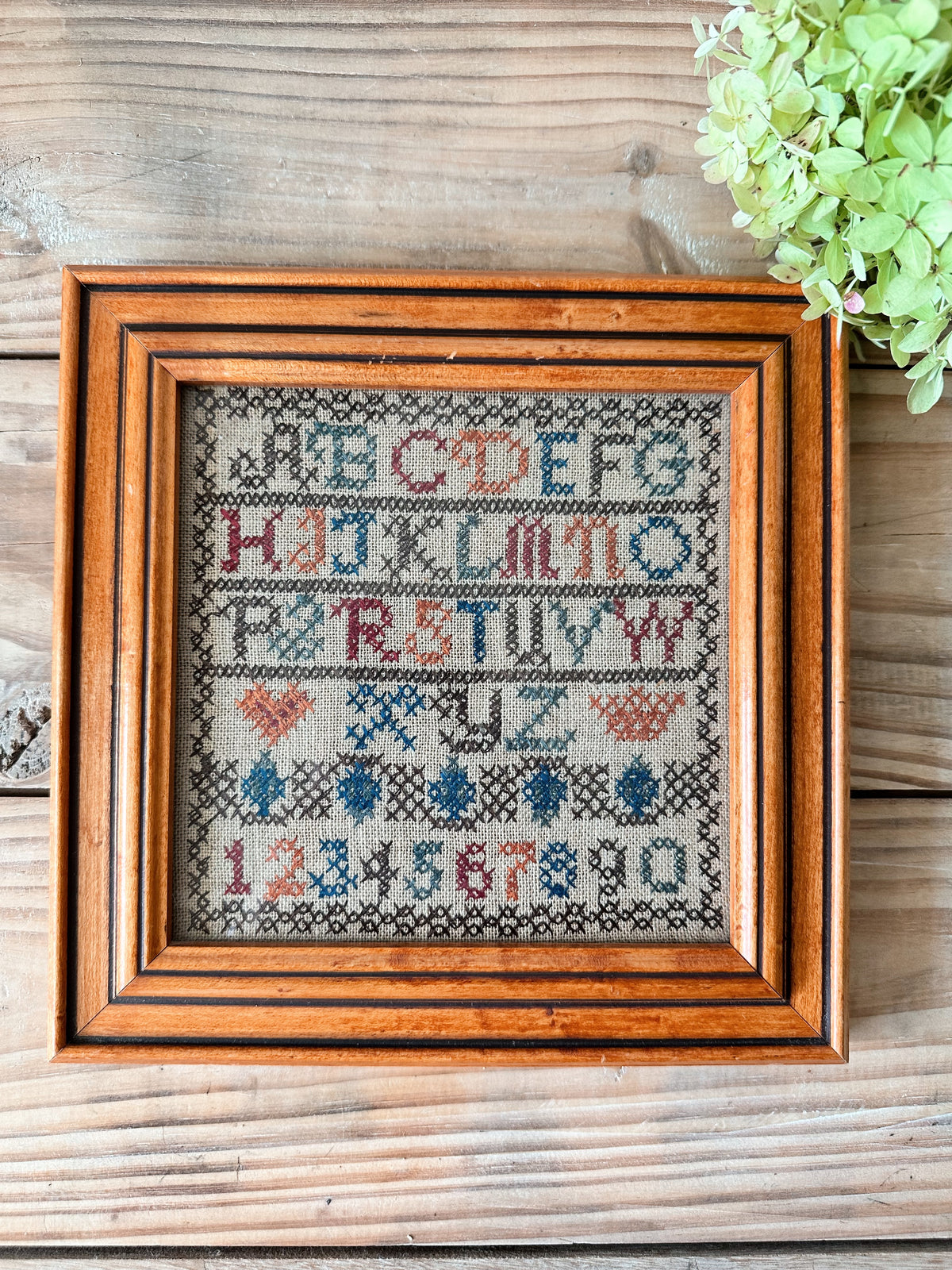 Vintage Framed Alphabet Sampler