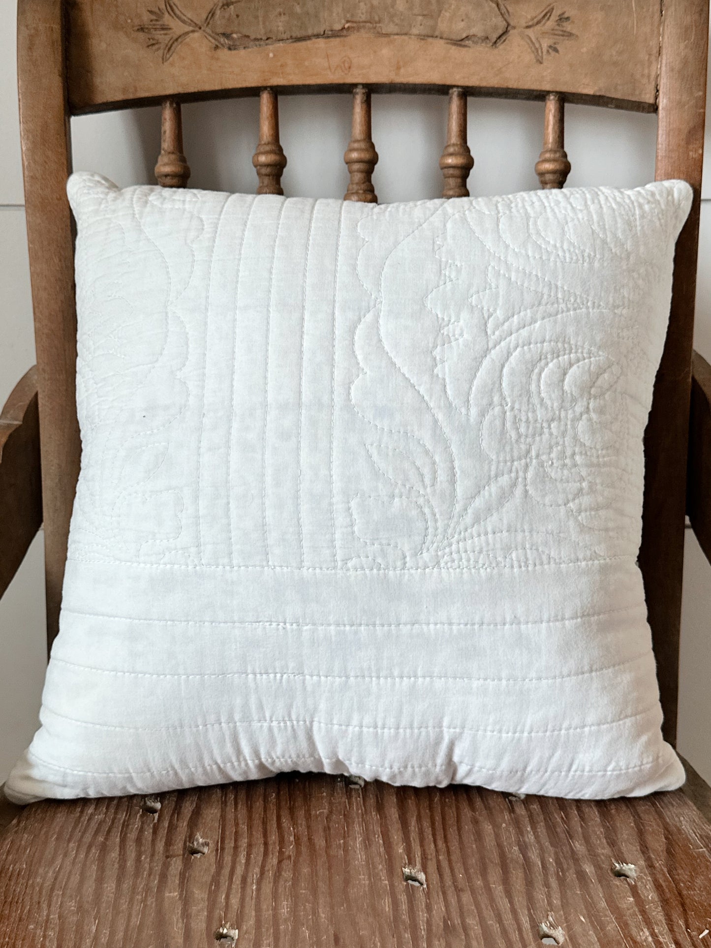 Handmade Vintage Quilt Pillow, Cardinal