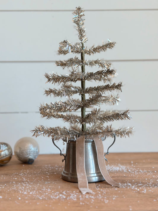 Vintage Pewter Sugar Pot Tinsel Tree