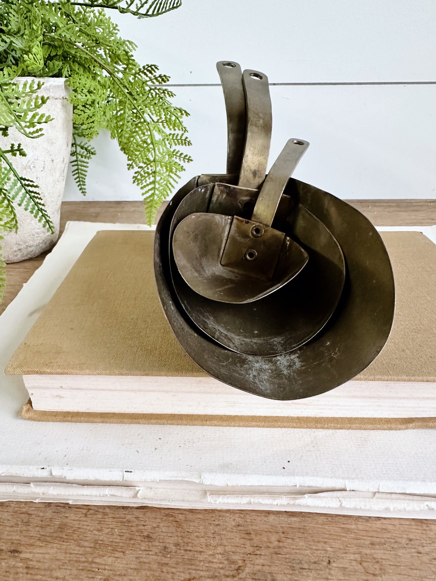 Set of Three Vintage Brass Scoops