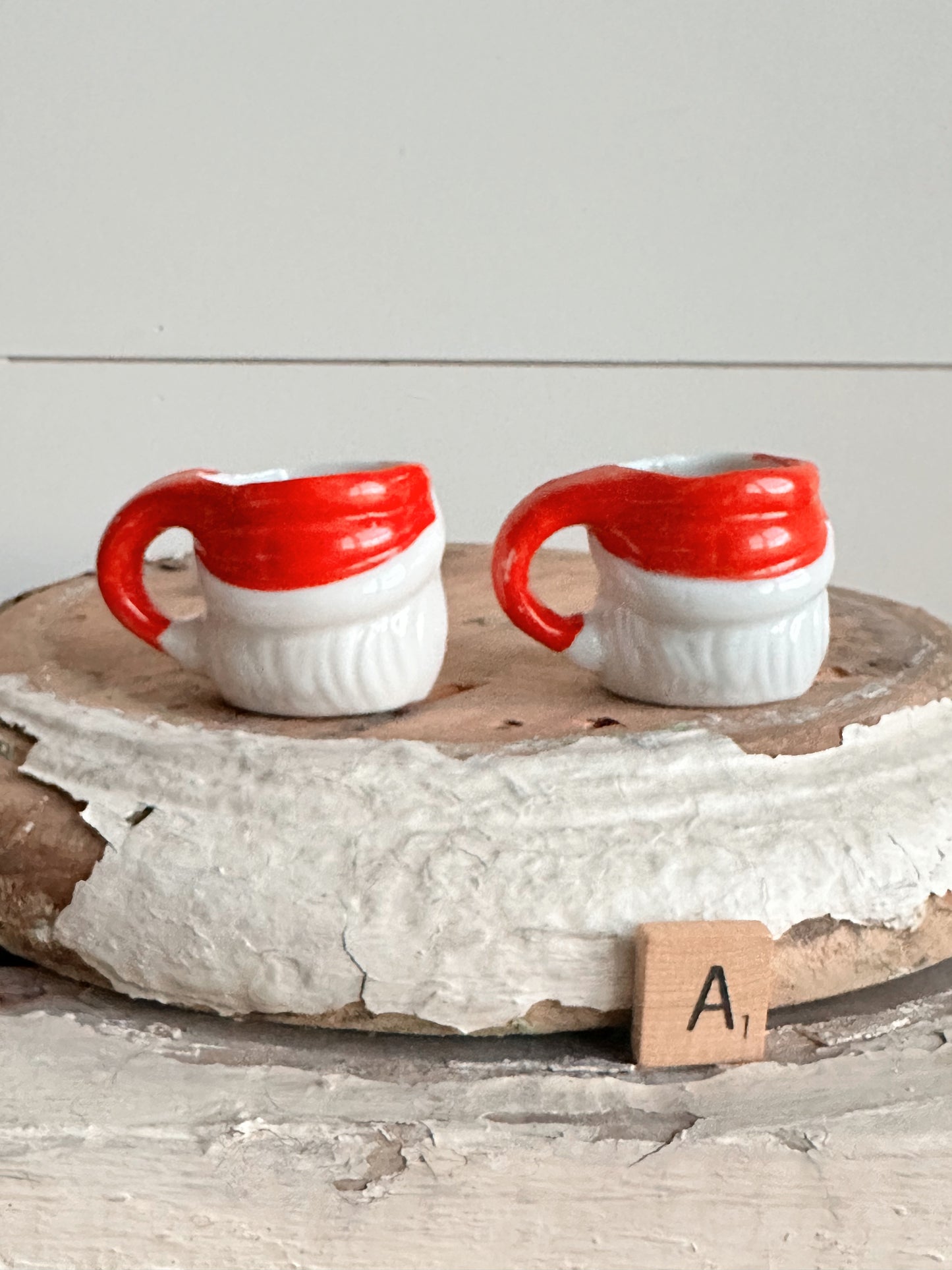 Pair of Vintage Mini Santa Mugs