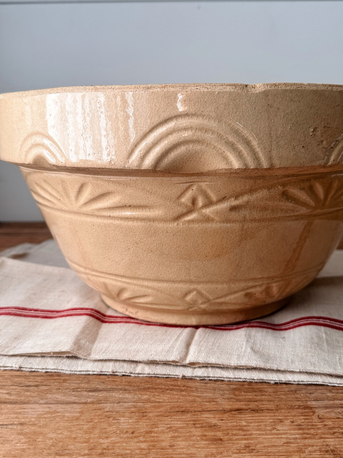 12.5” Vintage Robinson Ransbottom Stoneware Mixing Bowl