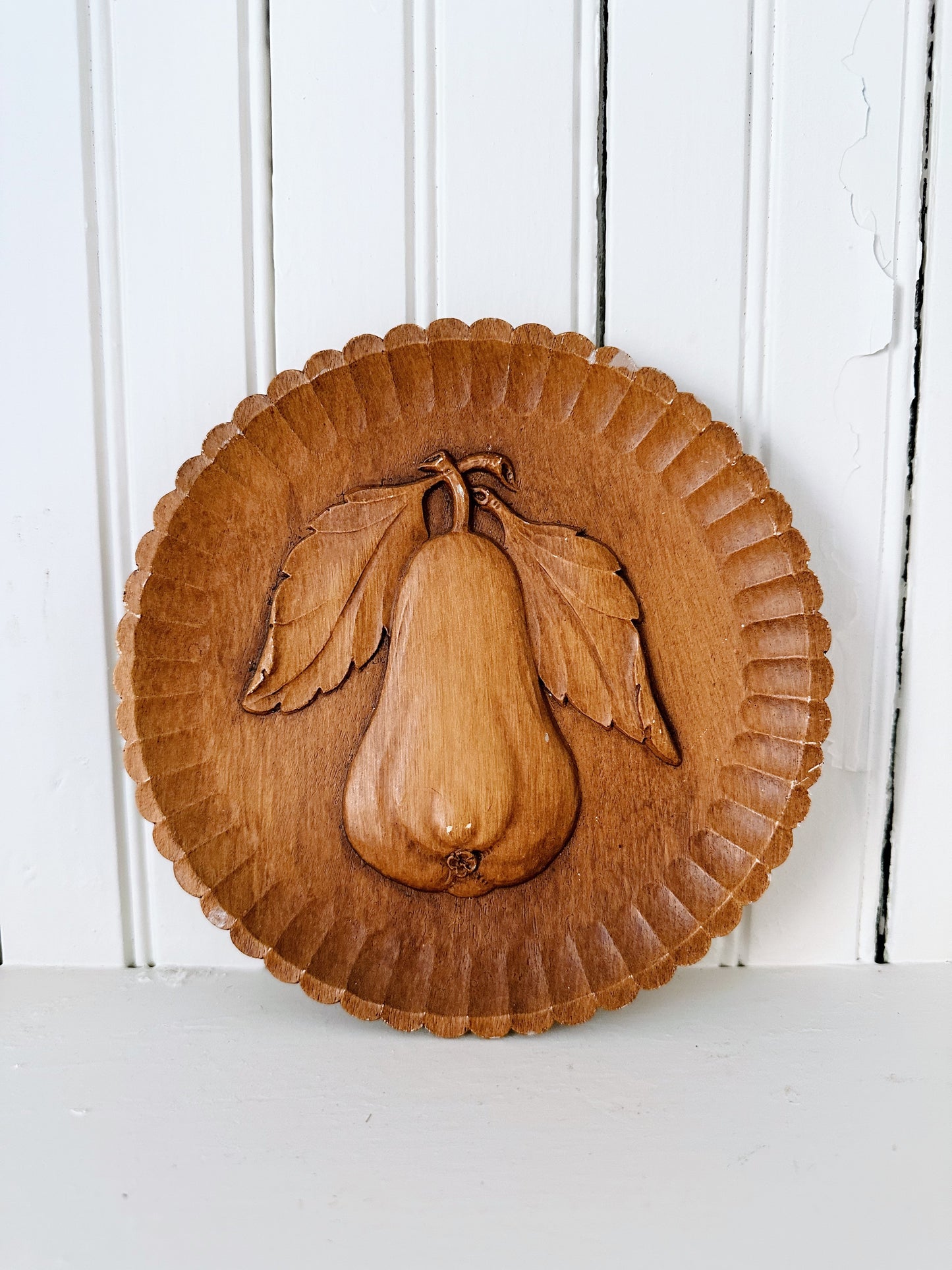 Vintage Carved Pear Wall Hanging