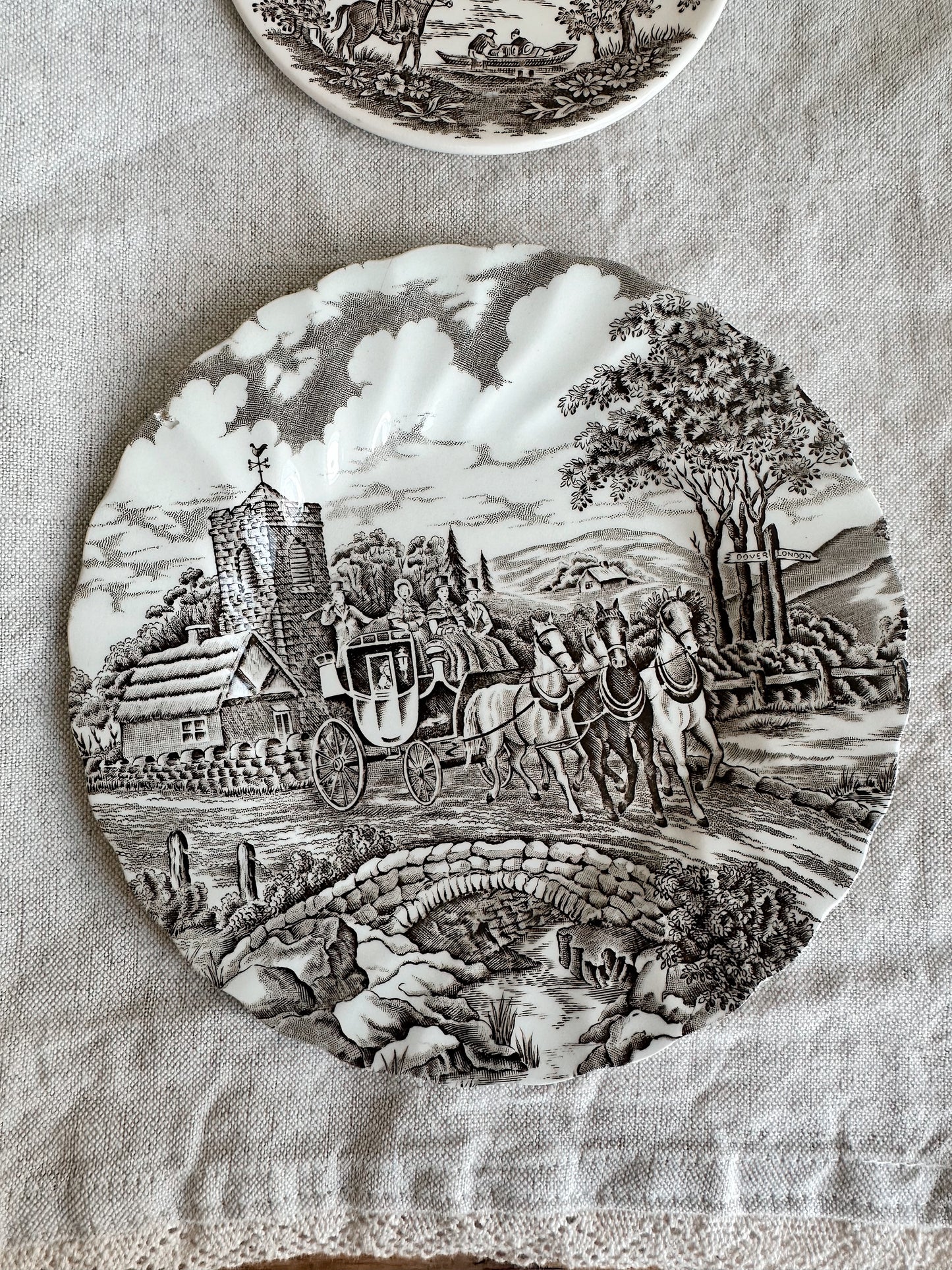 Pair of Vintage Transferware Dessert Plates