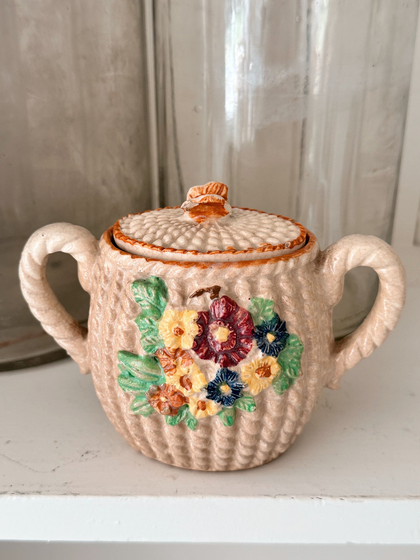 Vintage Basket Weave Sugar Pot