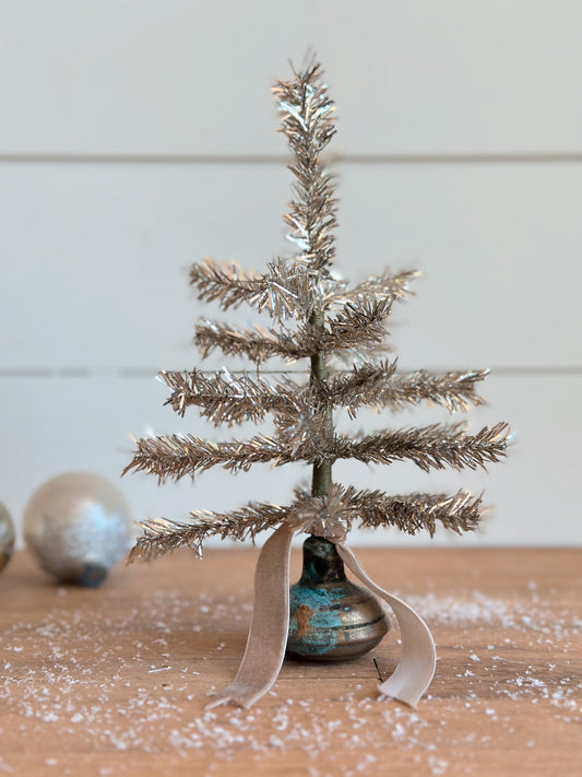 Vintage Brass Knob Tinsel Tree