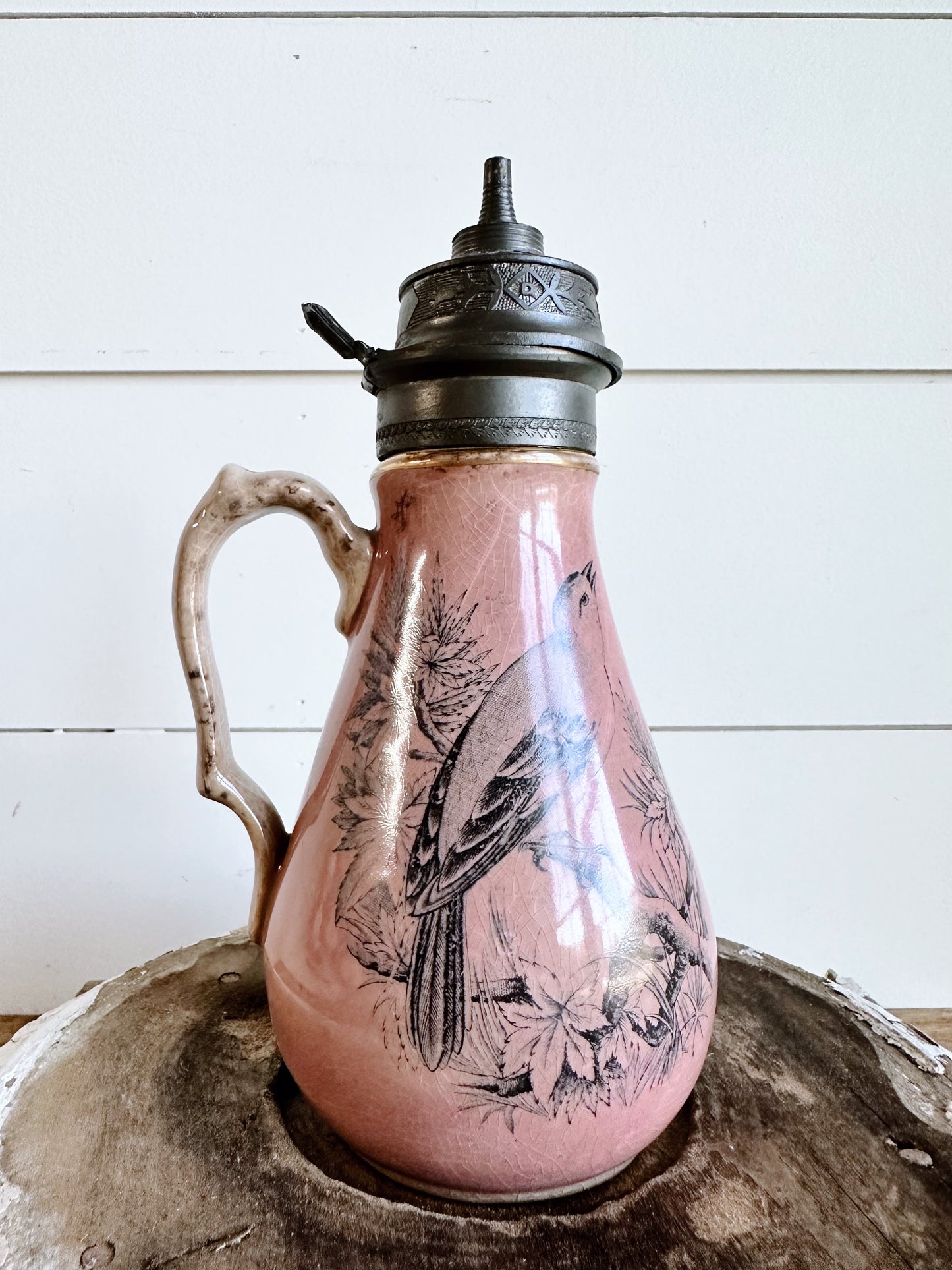 Beautiful Antique Pink S.P. Co. Ironstone Syrup Pitcher