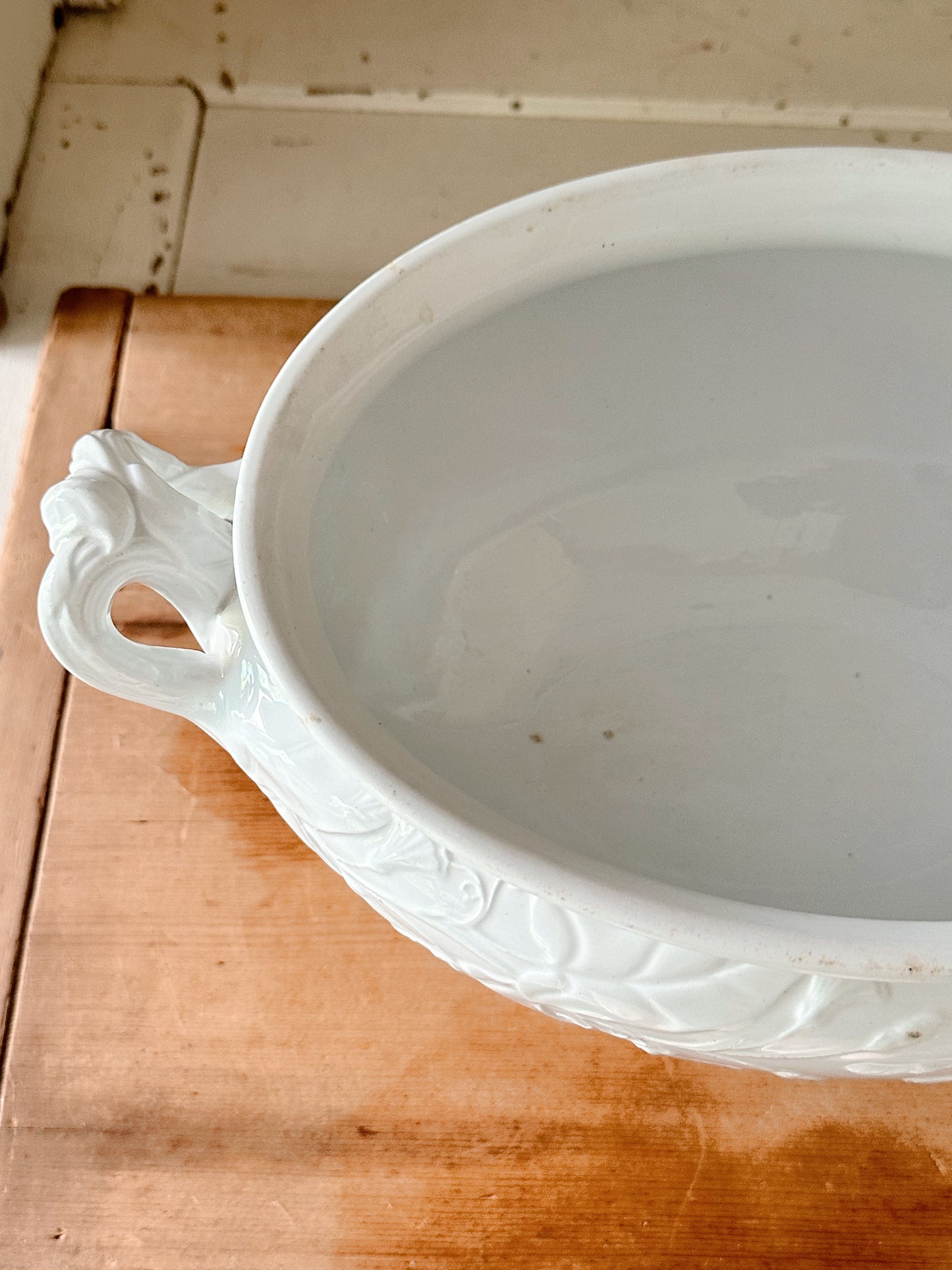 Large 1860s Antique Elsmore & Forster Three Piece Ironstone Tureen, Morning Glory Pattern