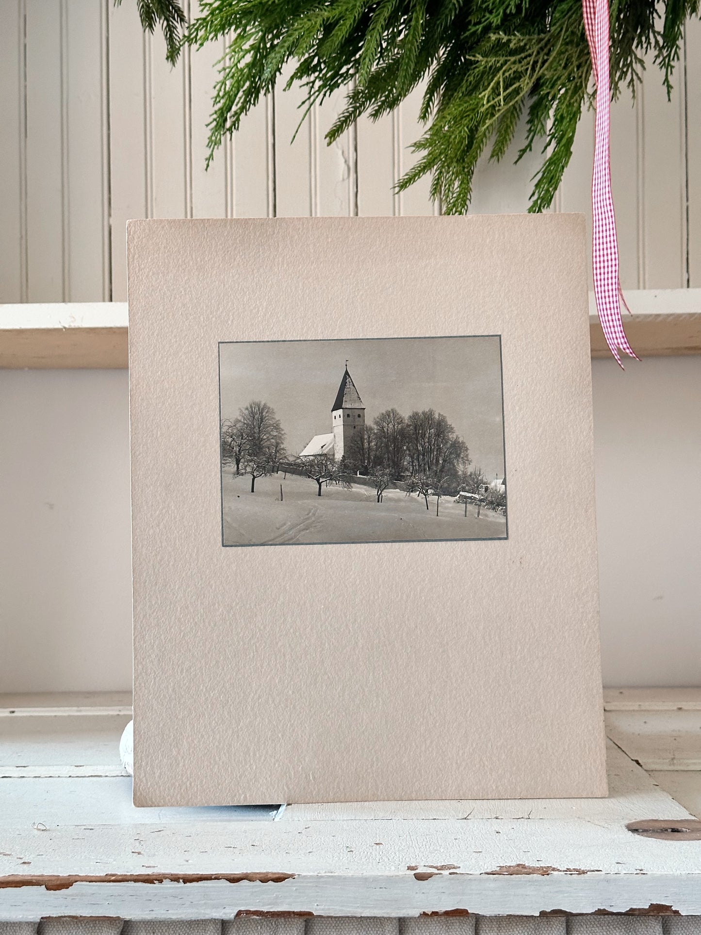 Vintage European Photograph, Winter Church