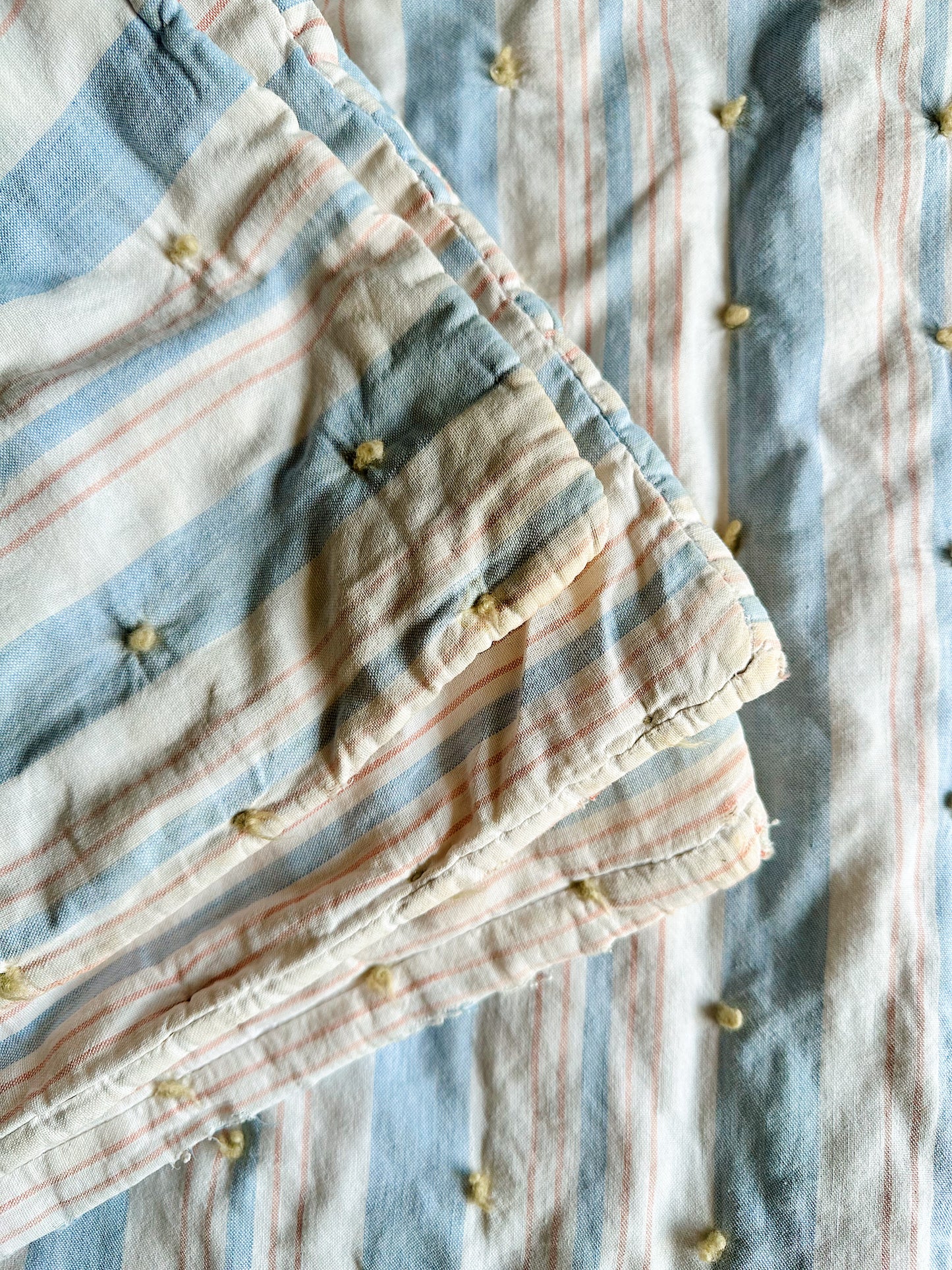 Hand Tied Vintage Cotton Ticking Comforter