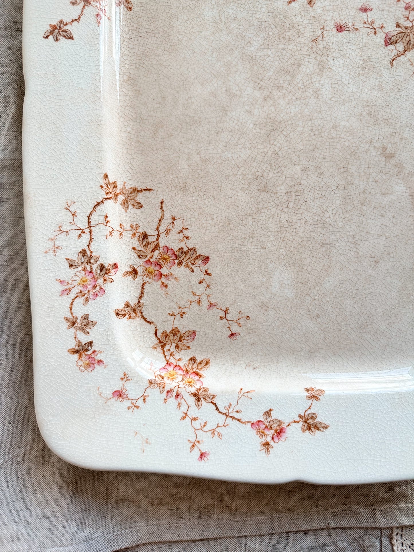 Beautifully Stained Large Antique Ironstone Platter