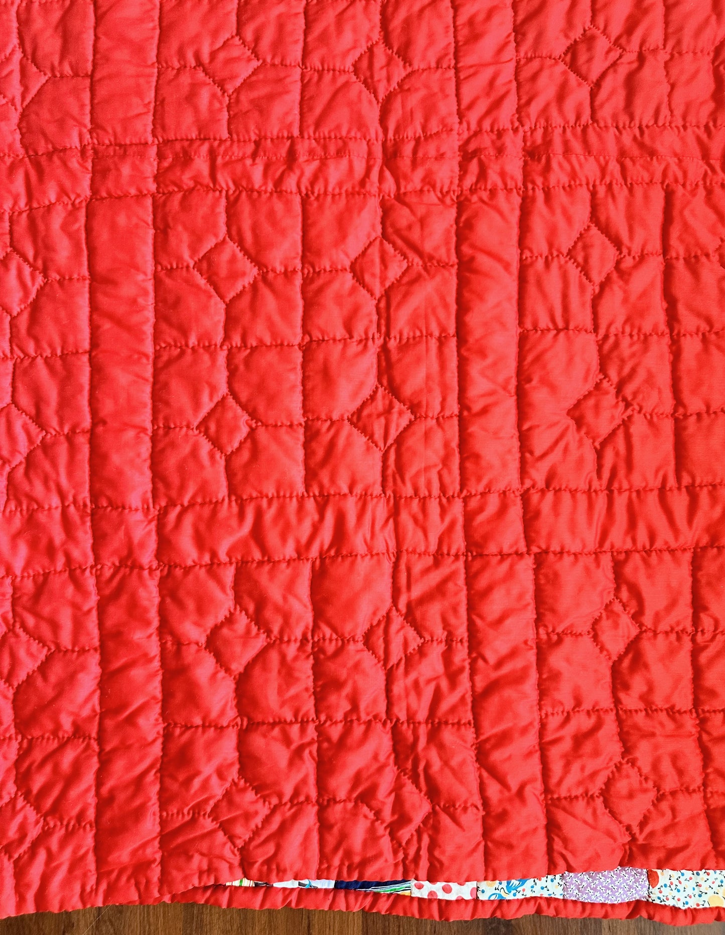 Hand Quilted Scrappy Cotton Quilt, Snowball & Bow Tie Variation