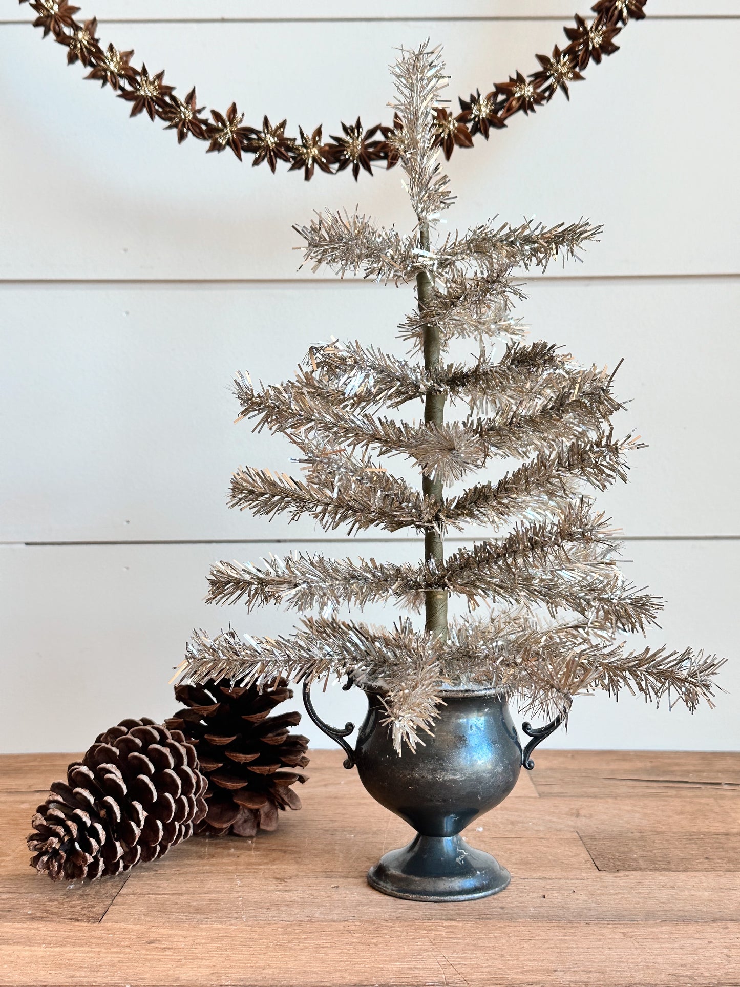 Vintage Pewter Tinsel Tree
