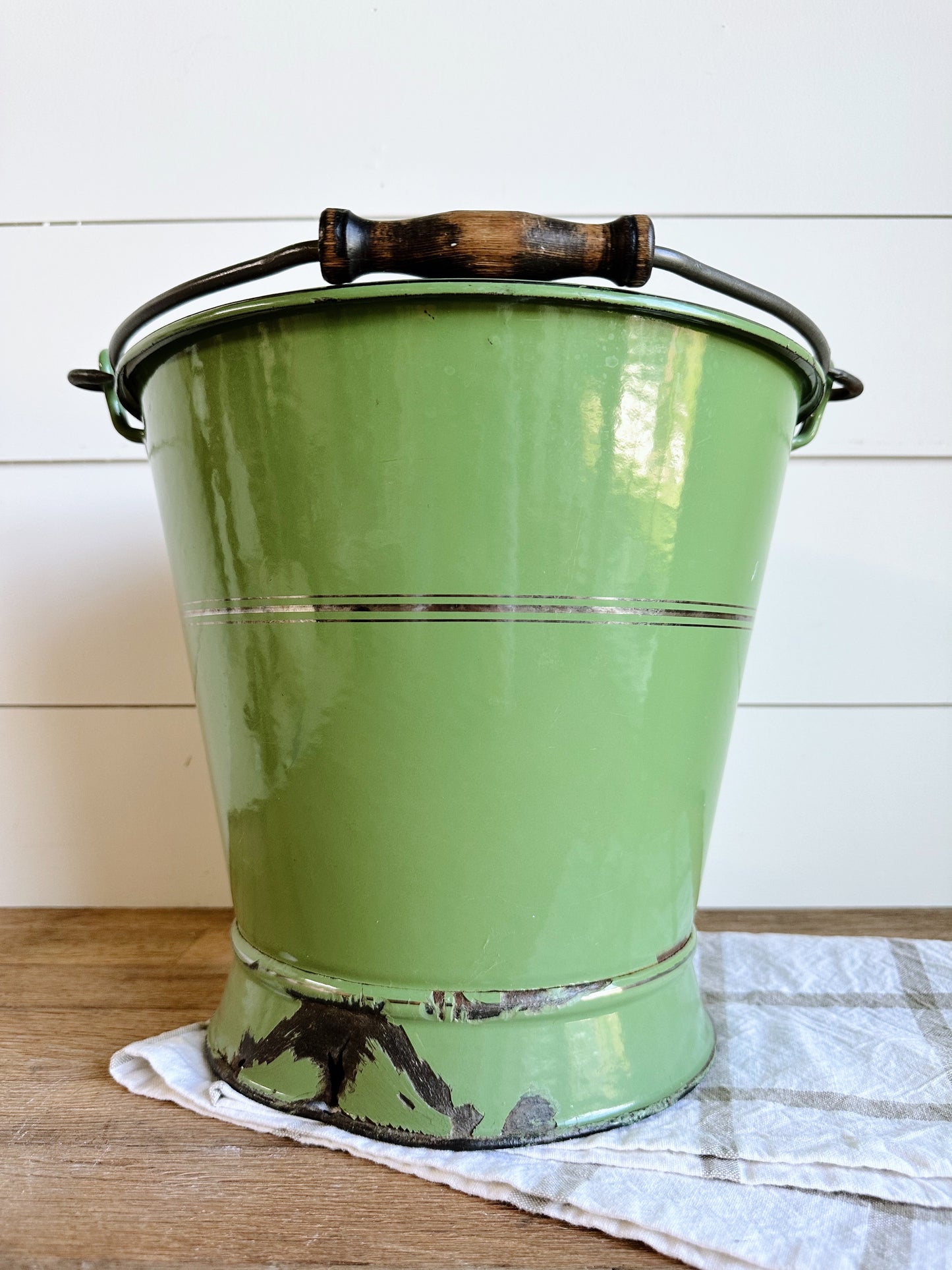 Vintage Dutch Enamelware “Vegetable” Garden Pail